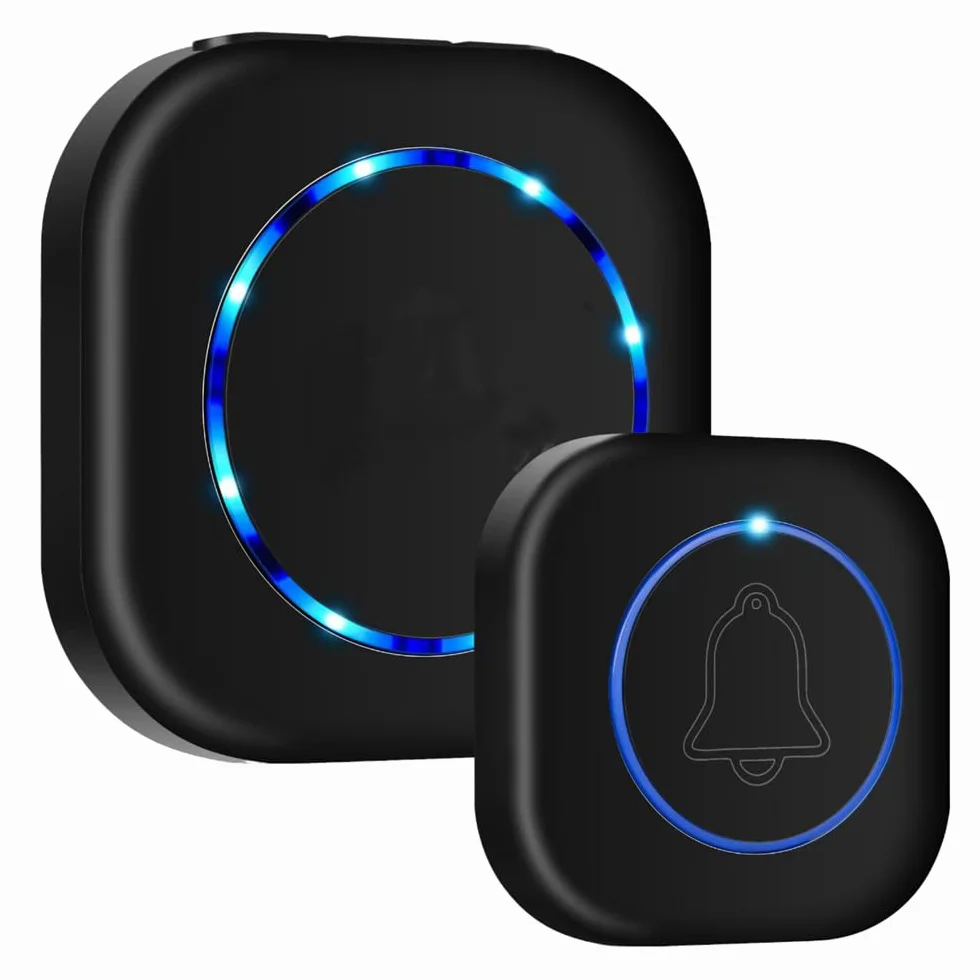Timbre Inalámbrico Impermeable IP55 300 Metros 38 Melodías 4 Niveles de Volumen 0-110dB Enchufable para Puerta