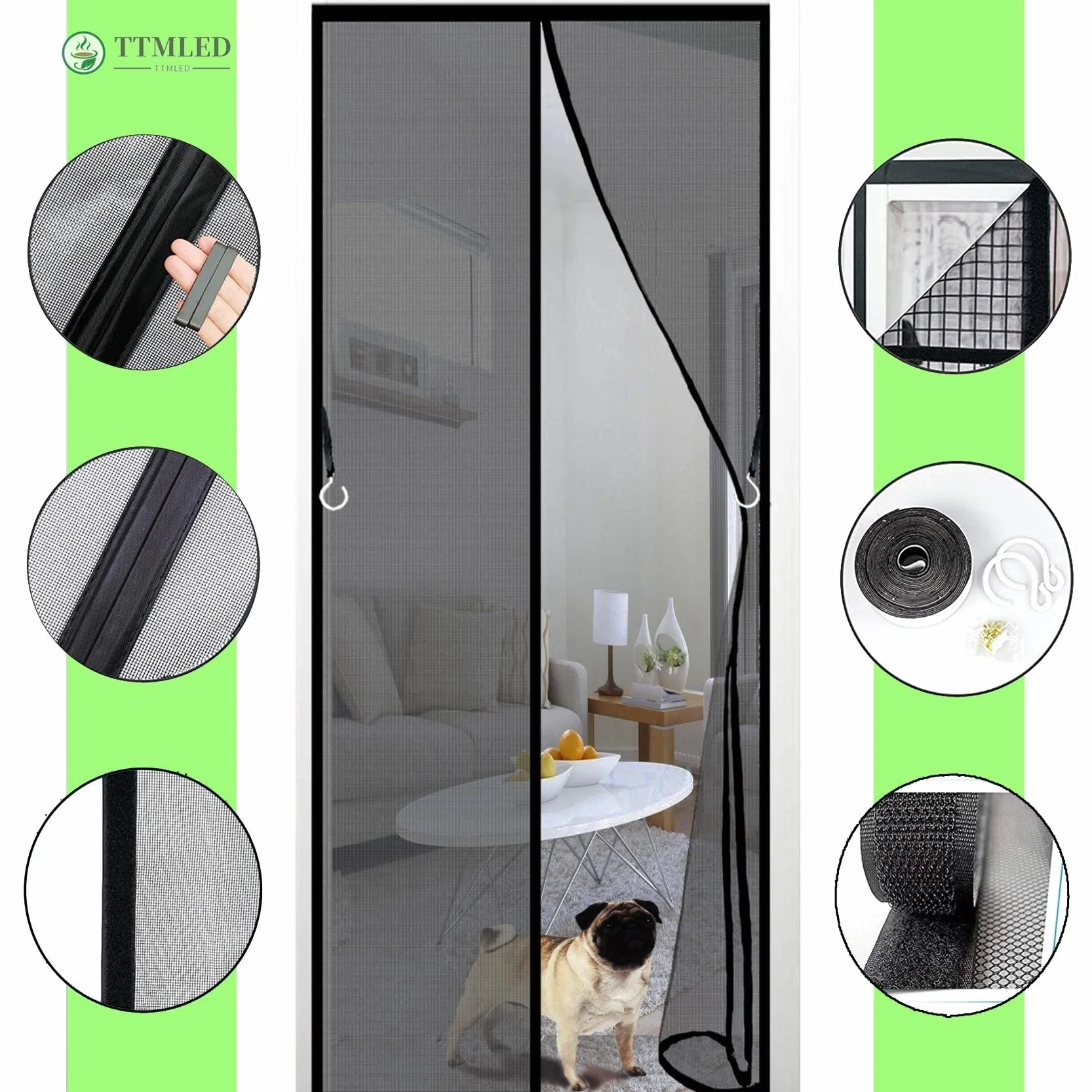 Pantalla Mosquitera Universal 40x150cm Malla Lavable Ajustable Gris