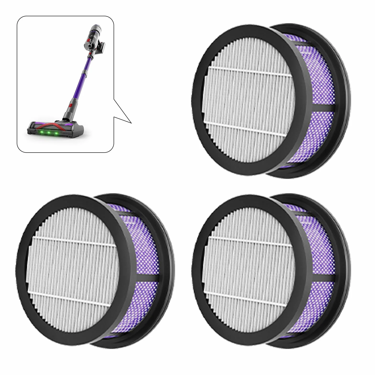 Filtro HEPA 3PC compatible con el NOVAX T80, Pro, Flex, Pure, Detect, Pure G/NOVAX T90 Arc/FURGO Flex V16/FURGO Trim V16(No incluido)