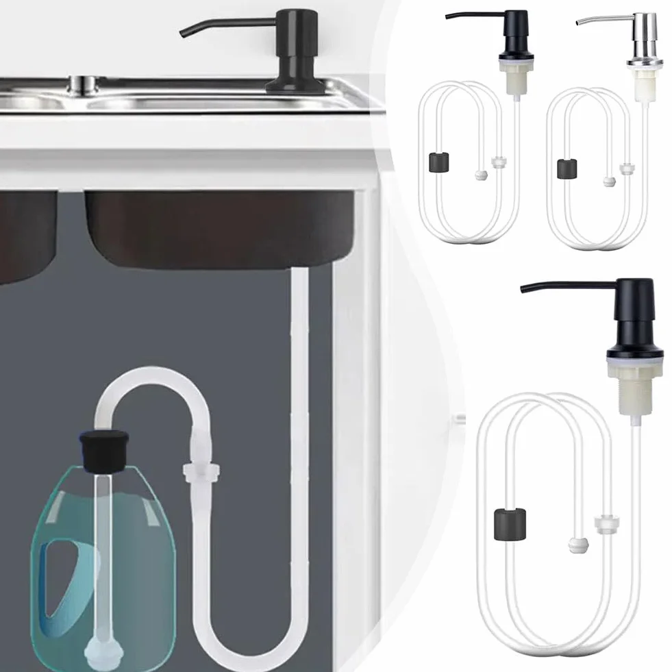 Dispensador de jabón de 1 m, kit de tubo de extensión para fregadero de cocina, dispensador de jabón líquido, bomba de mano, cabezal dispensador K7F2, prensa de acero