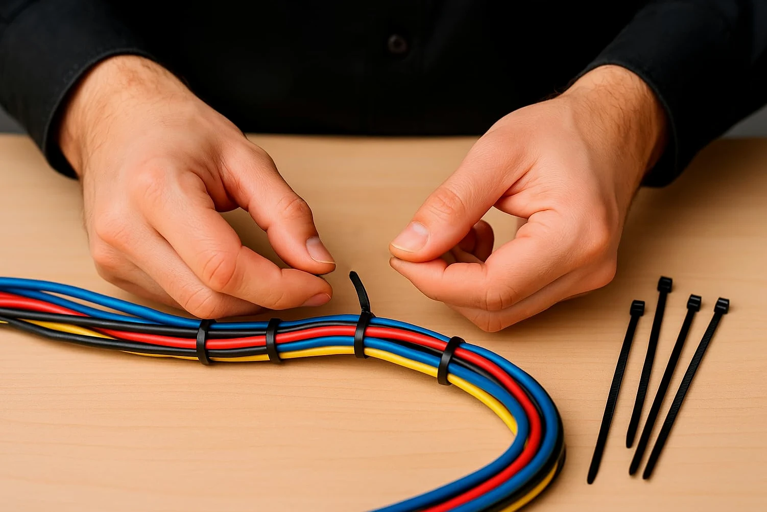 Set De Bridas Negras - Fix Level - Bridas De Plastico Muy Resistentes - Abrazaderas Plastico Para Sujetar Cables Y Esconder Cables - Organizador De Cables Y Sujeta Cables 4,8 X 360/300 Unidades