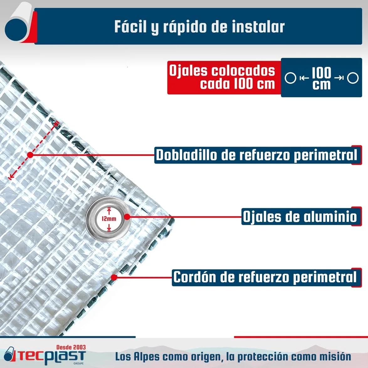 Lona Transparente Reforzada 3x4 m - TECPLAST - TR170MU - Lona Impermeable Anti UV