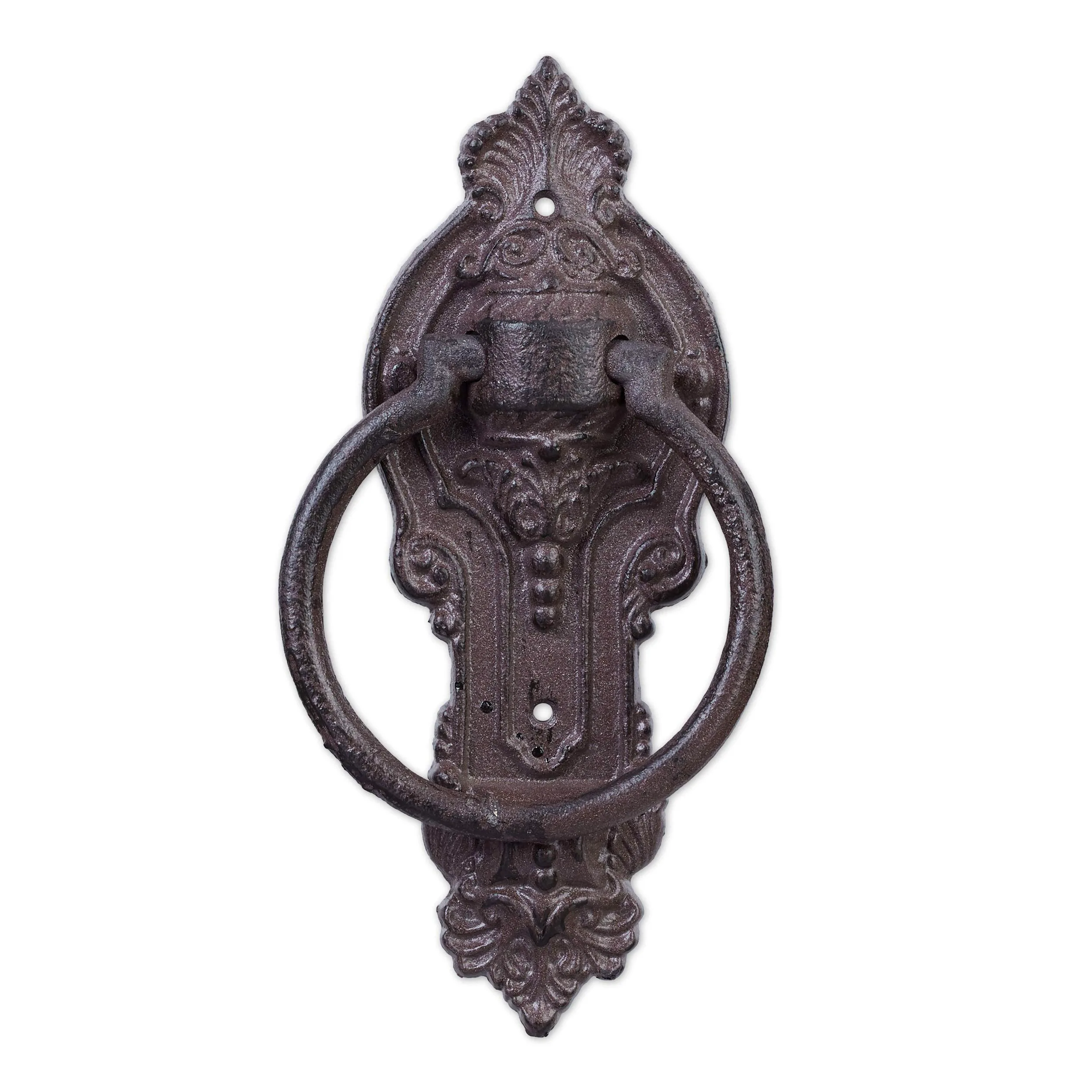 Relaxdays Llamador Puerta Entrada, Aldaba Antigua Vintage, Exterior, Hierro Fundido, 1 Ud., 25,5 x 10,5 x 2,5 cm, Marrón