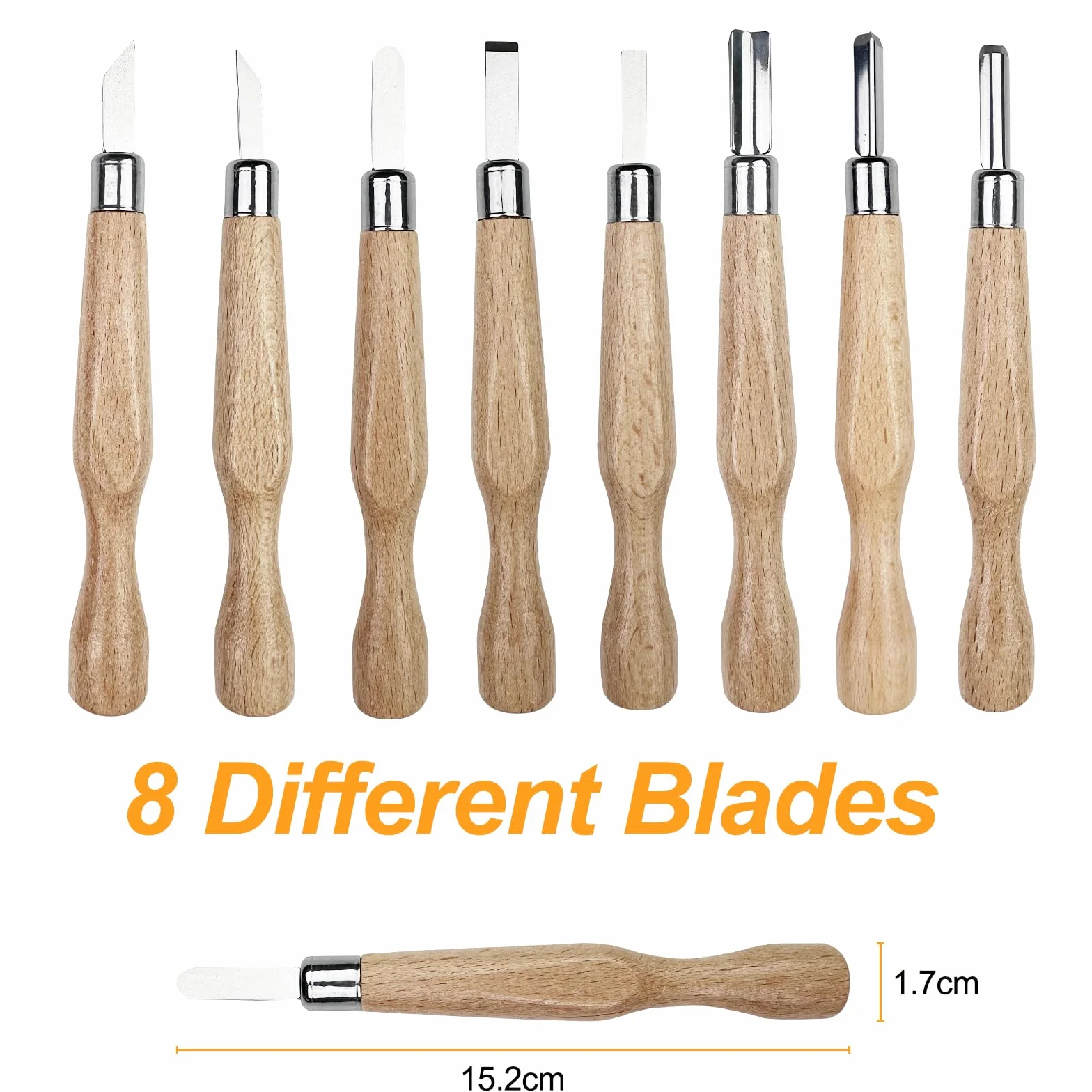 Traxenta Kit Cuchillos para Tallar Madera, 25 PCS Herramientas para Tallar Madera, Juego de Gubias para Tallar Madera, Wood Carving Tools para Principiante, Adultos, Niños, 11 Cuchillo de Talla