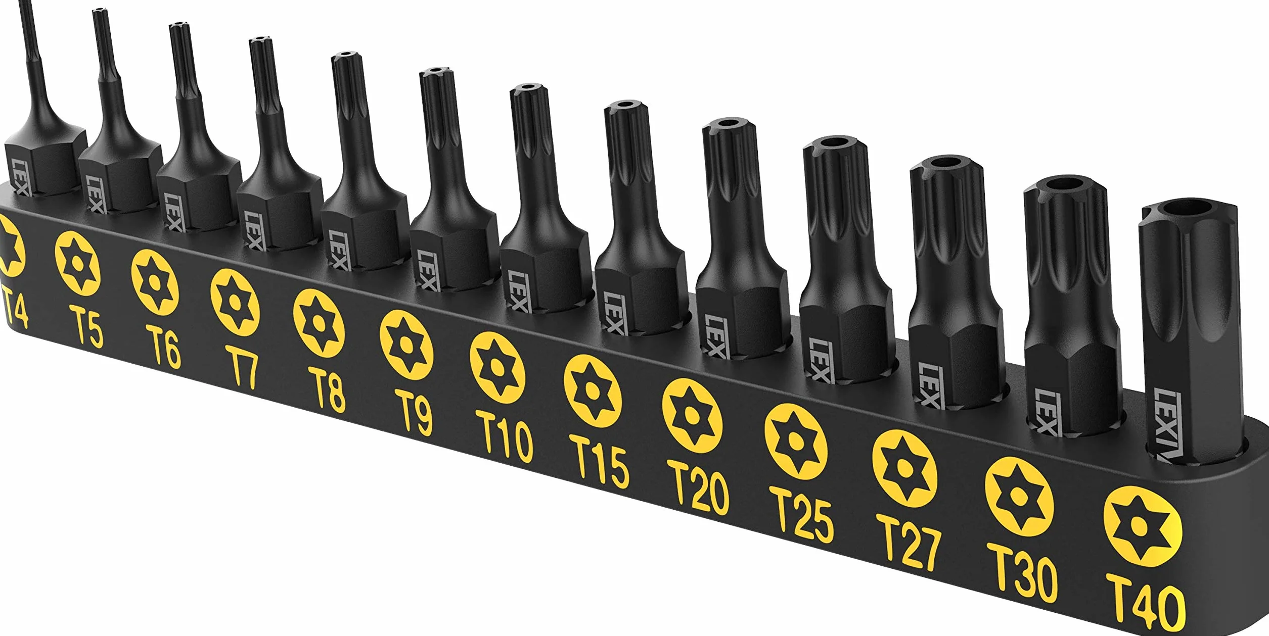 LEXIVON Acoplamiento de TORNILLO Torx aprueba de manipulación, Set de Acero con Aleación Premium S2 de estrella de seguridad de 13 piezas, T4 - T40 CNC de precisión mecanizado (LX-301)