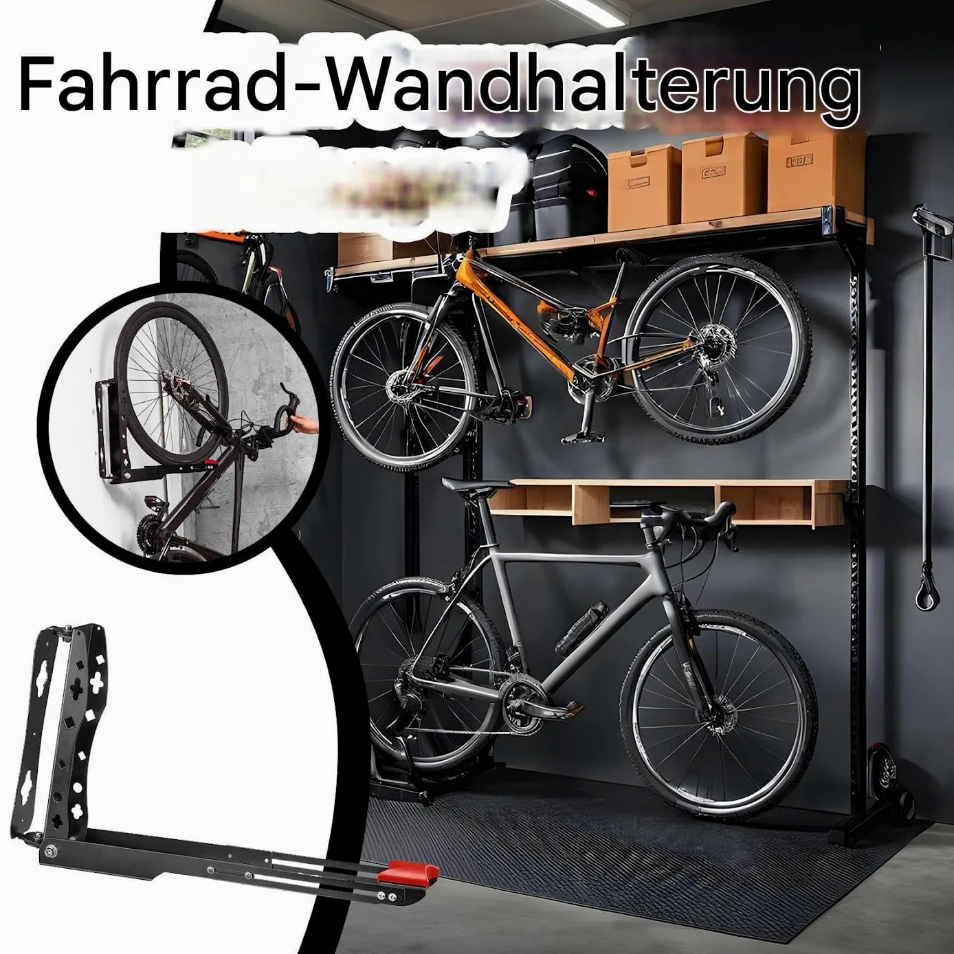 Soporte de pared para bicicleta para montaje en pared | Soporte ajustable estable para organización de almacenamiento vertical para gimnasio, taller al aire libre, comercial