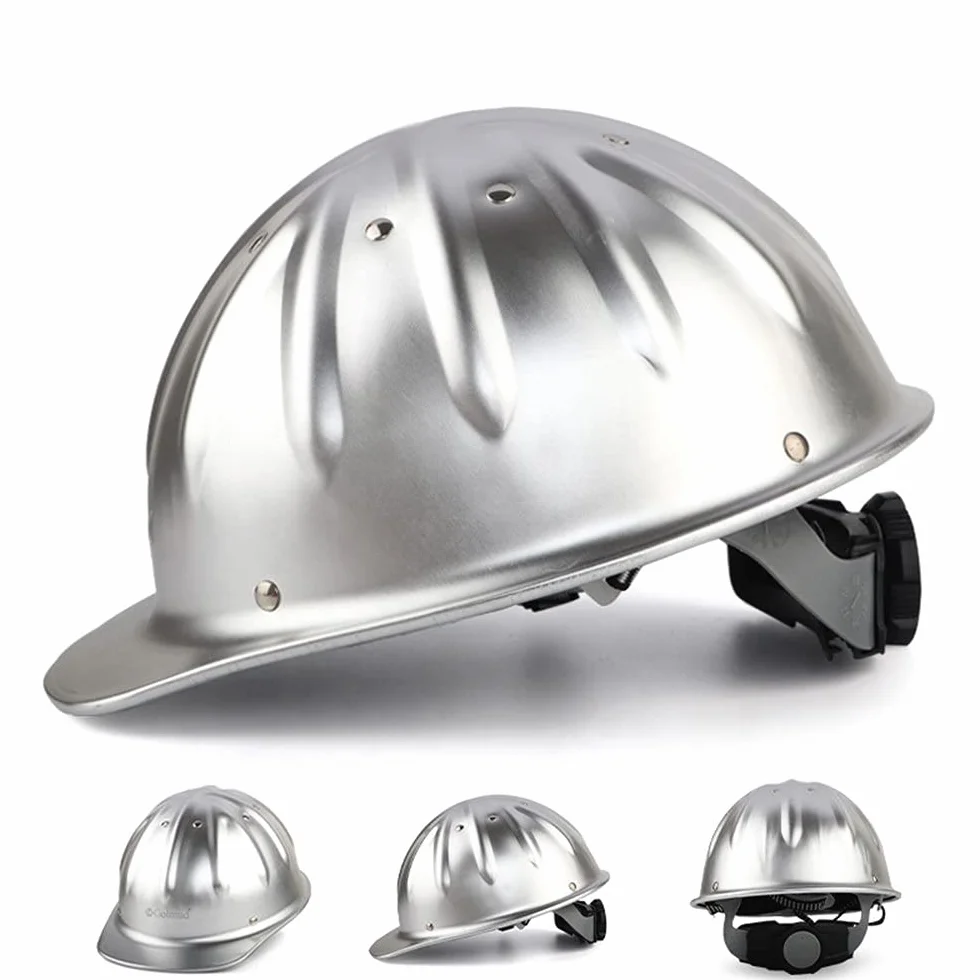 Casco de Seguridad, Casco de Aluminio Casco Protector Ajustable El Refuerzo de aleación de Aluminio en la Parte Superior es más Seguro y eficaz para Evitar pinchazos