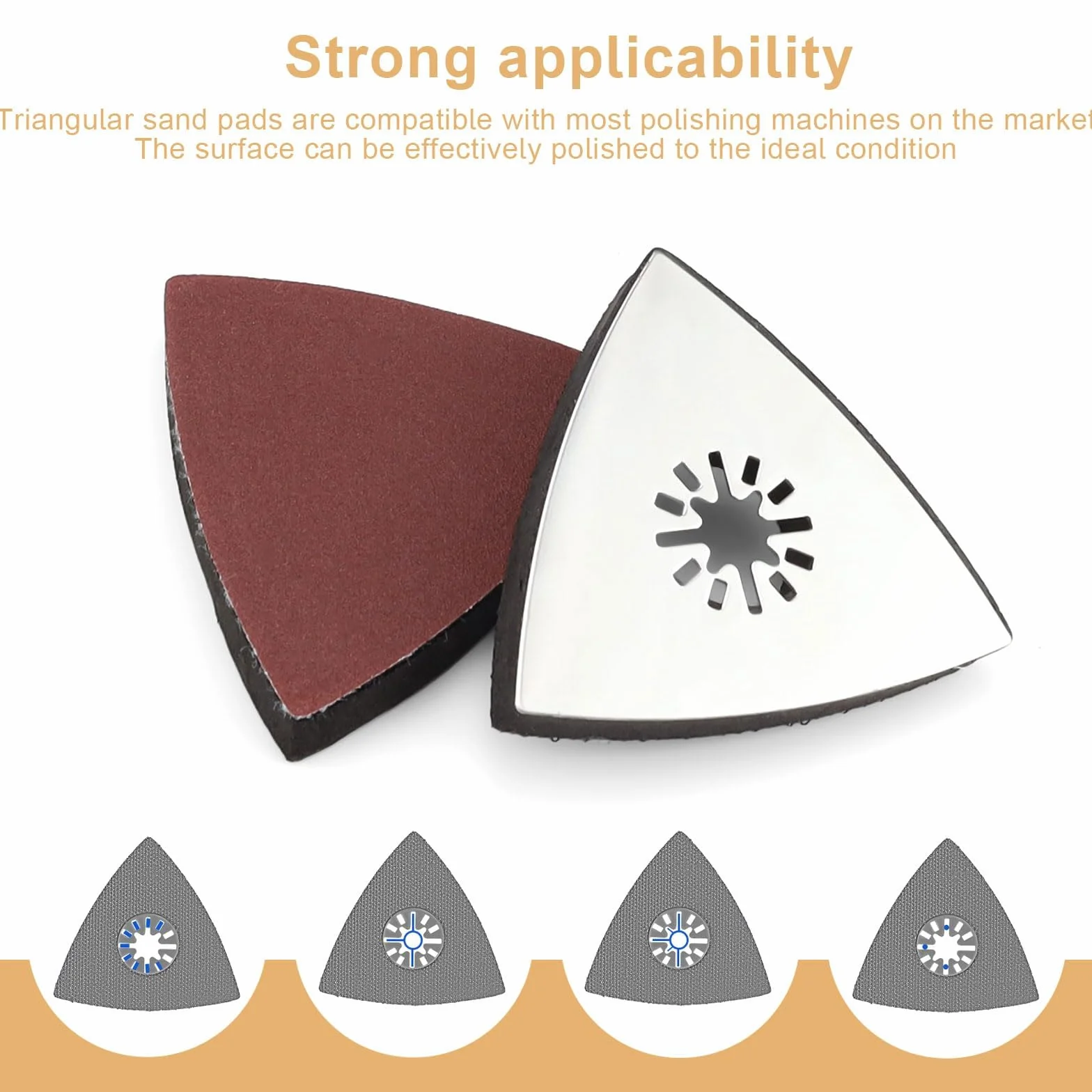 0XBIT Almohadilla de Lijado Triangular, 4 Piezas de Almohadilla de Lijado Delta de 80 MM, con 8 Hojas de Lijas para Lijadora, Adecuadas para Madera, Metal, PláStico Duro, Yeso