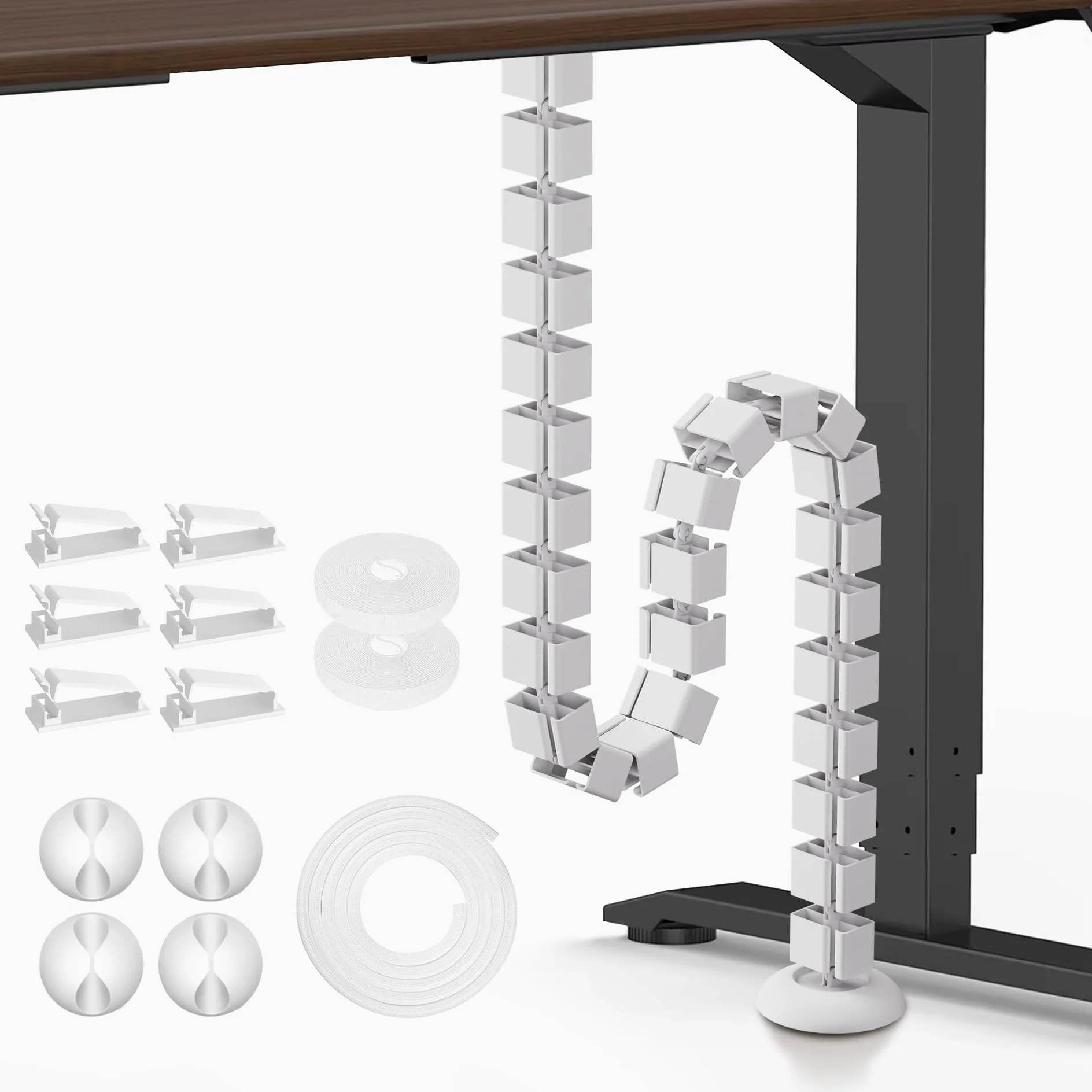 Mimoke Gestión de cables Slim Line Longitud: 1290 mm Manguera de Cable Montaje en Tornillo Gestión de Cable Spine Organizador de cables modular (blanco)