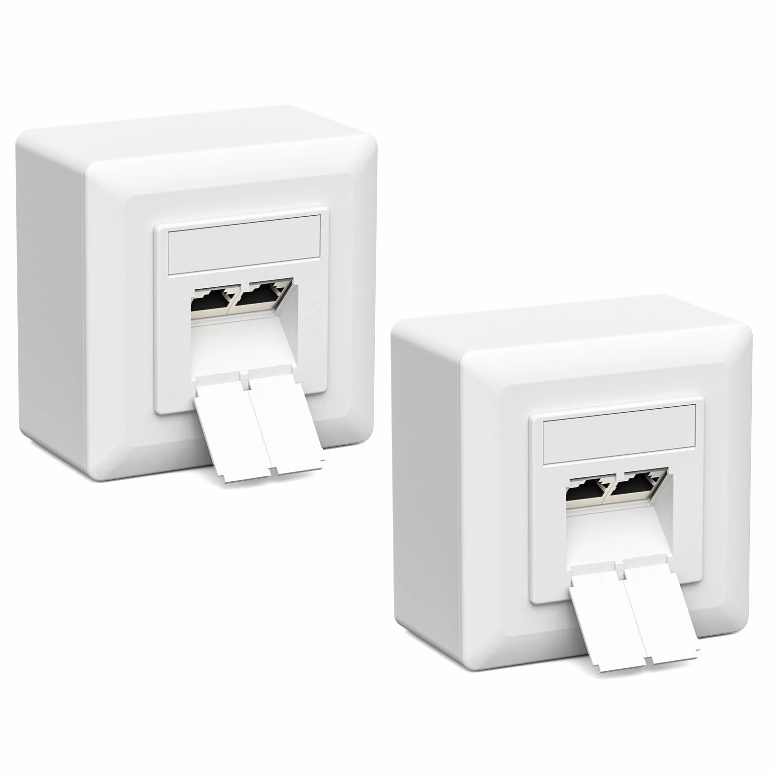 iwillink Enchufe de red Cat7 de 2 puertos – 10 Gigabit apantallado LAN – Enchufe de red – Montaje superficial/empotrado universal – POE+ – Compatible con CAT7 CAT6 CAT6A – Blanco