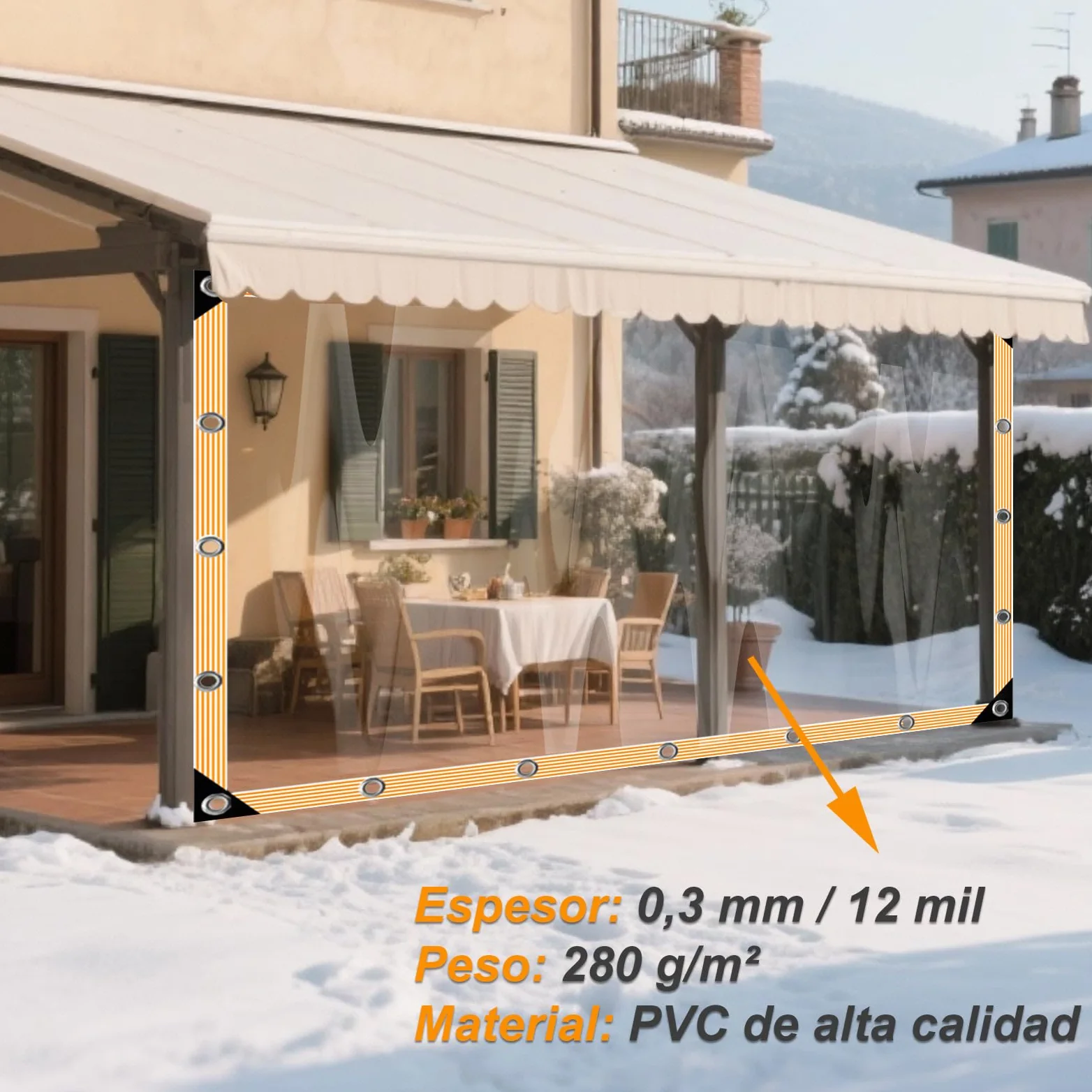BeGrit Lona Transparente con Ojales Lona Impermeable con Cuerda Lona Protectora de PVC para balcón jardín Exterior Invernadero Terraza Plantas Muebles Pérgola 2x2m