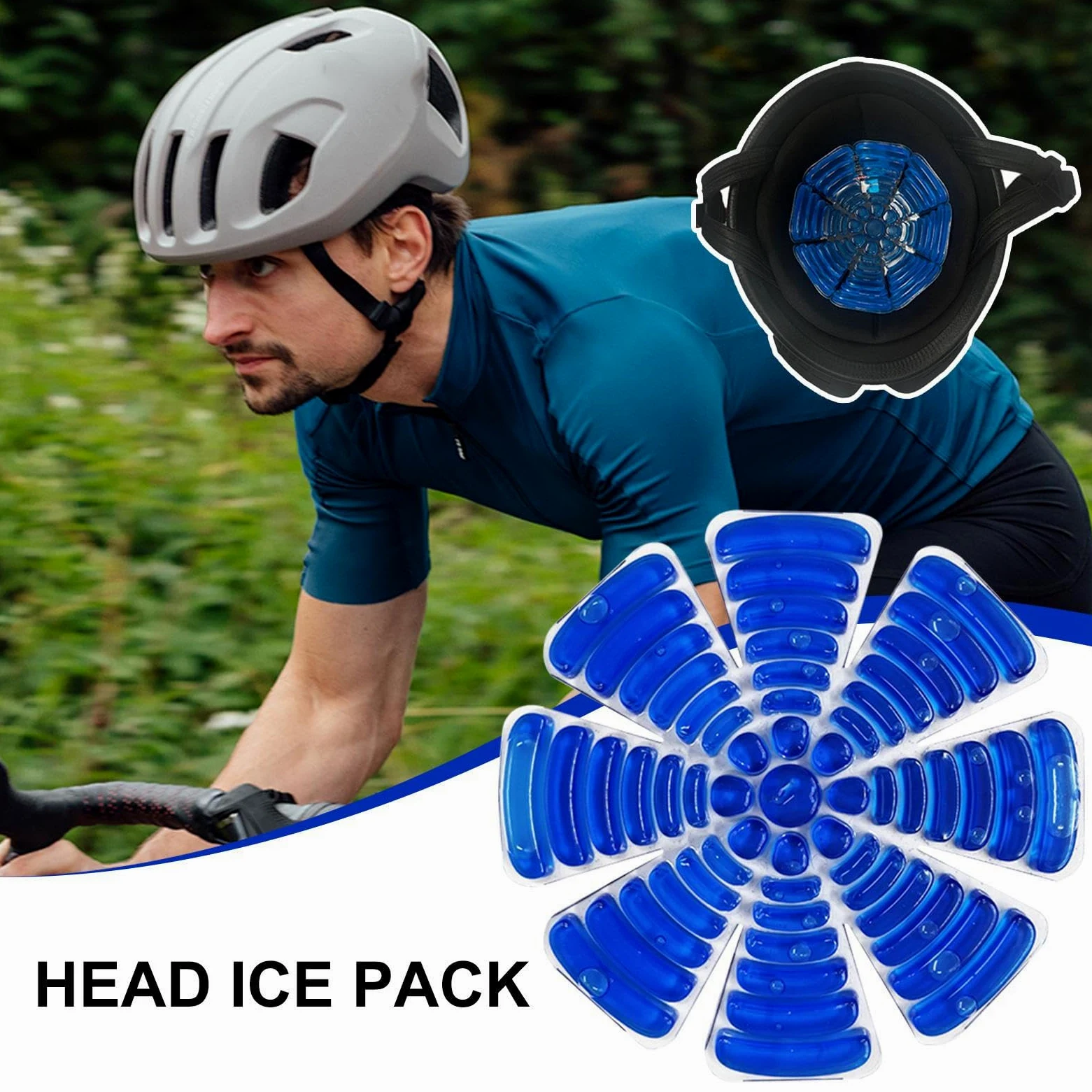 Hard Hat Ice Pack Insert, Head Cooler Pad, Riding Helmet Cooling Liner, Soothing Relief Pack for Fever, Migraña, and Staying Cool in Hot Weather or Work Conditions