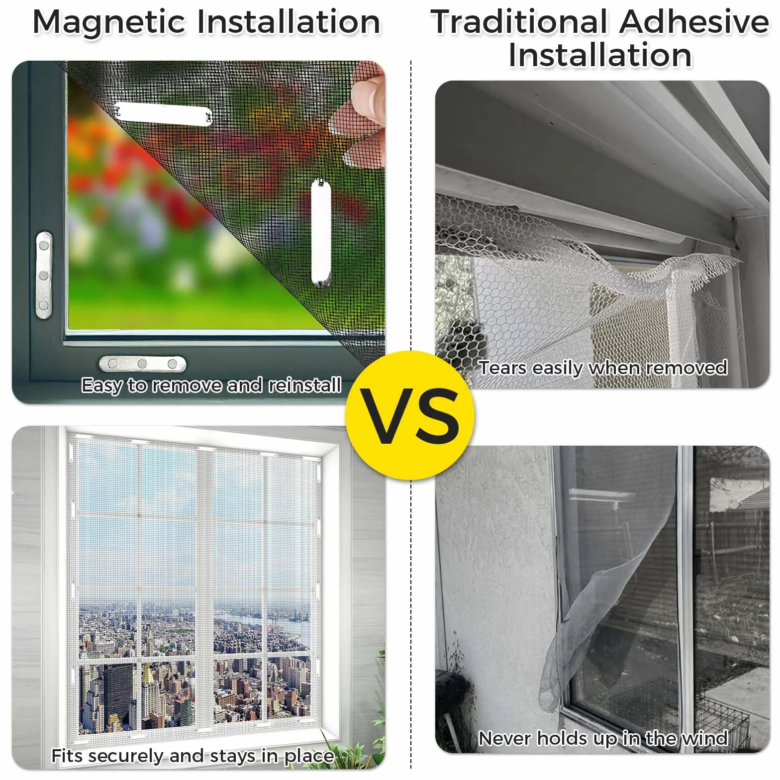 Wukong Mosquitera Magnética para Ventanas – 24 Imanes Fuertes, Autoadhesivos y Reutilizables, Sin Taladrar, Protección contra Insectos para Interior y Exterior