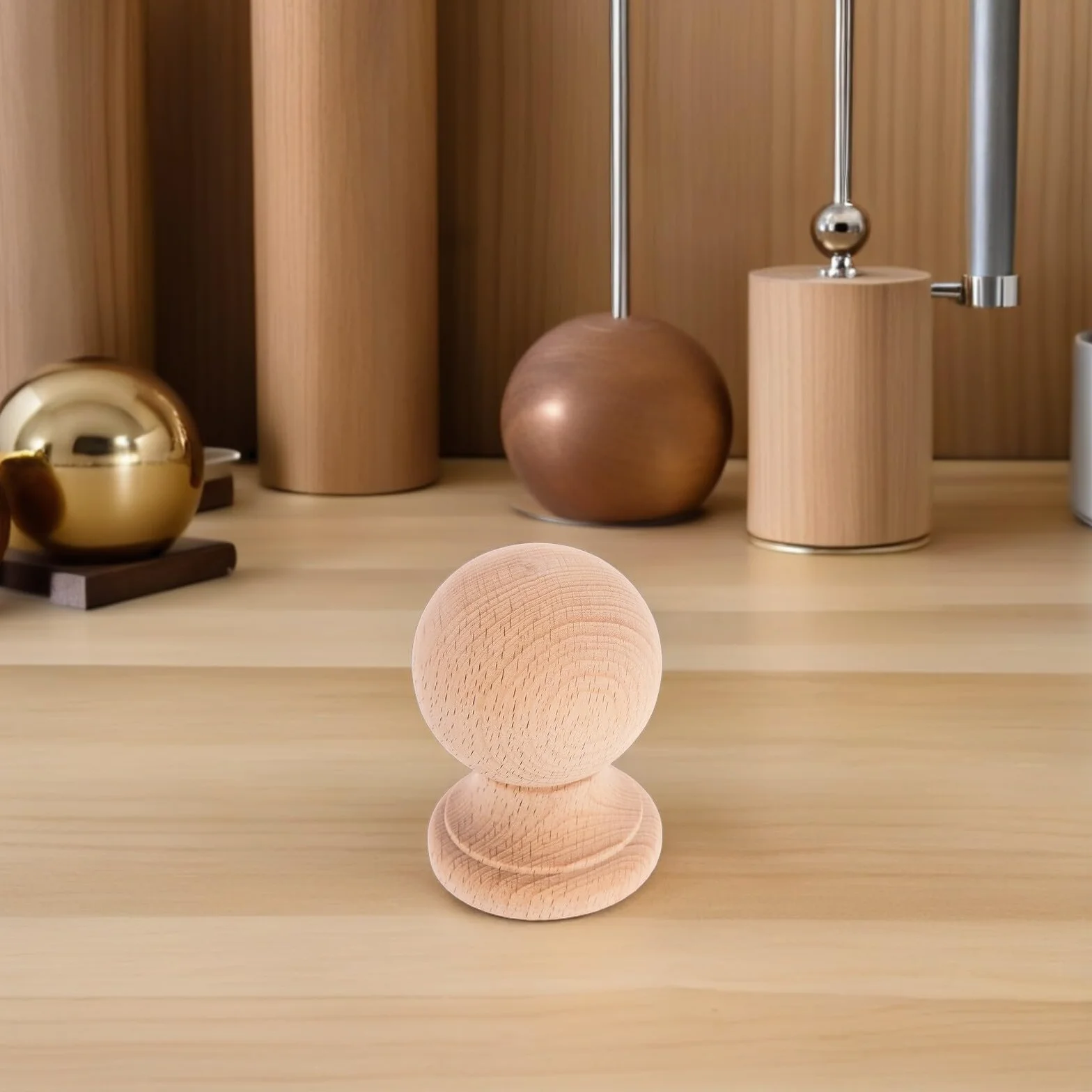 Vaguelly Remate de Madera Maciza en Forma de Bola para Muebles y Escaleras, Estilo Romano Clásico, Fácil Instalación, Adecuado para Decoración de Villas y Renovaciones