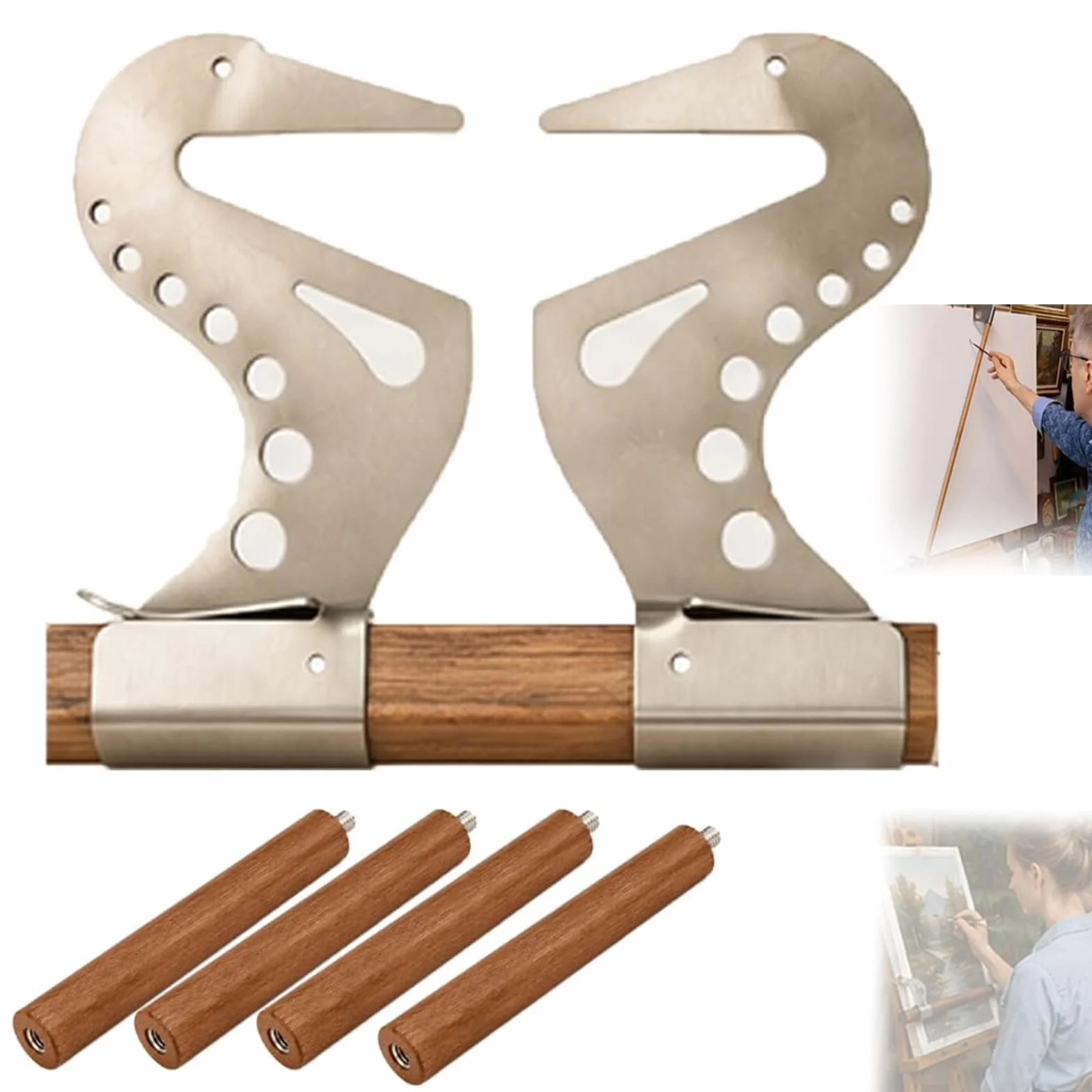 Puente de soporte de mano para artist, caballete ajustable, barra de soporte para reposamanos de caballete ajustable, barra de apoyo de metal para pintura, dibujo, arte en miniatura, bocetos