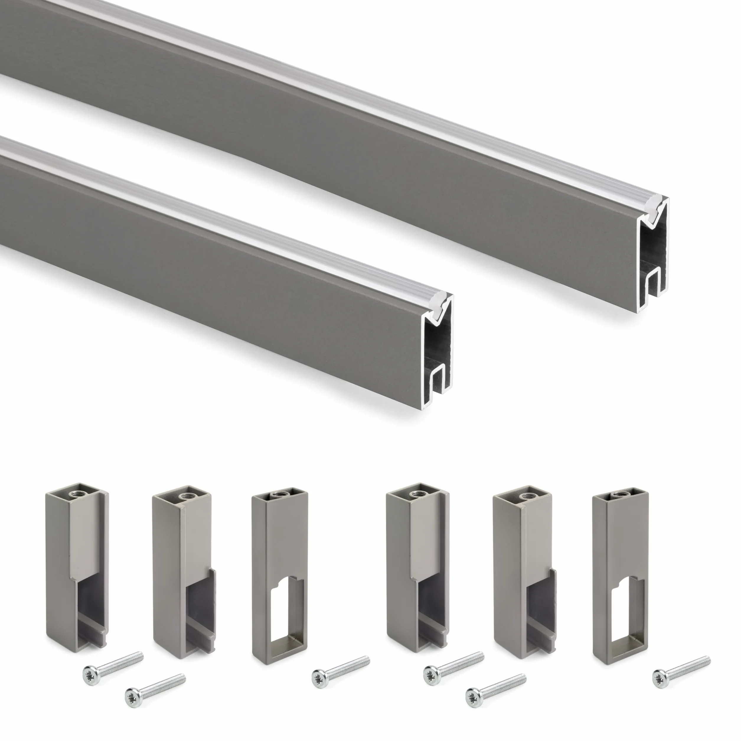Emuca Kit de barra para armario Luxe 1,15 m Titanio Aluminio y Plástico