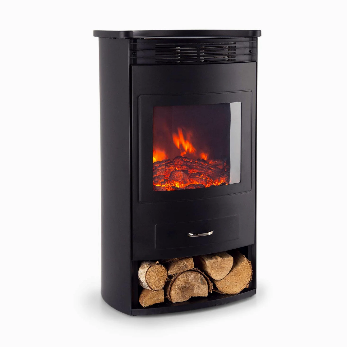 Klarstein Chimenea Electrica, Llama LED con una Potencia de 1900W y Mando a Distancia, Temporizador y Control de la Temperatura, Chimenea Interior Casa con Mando a Distancia, Estufas Interior