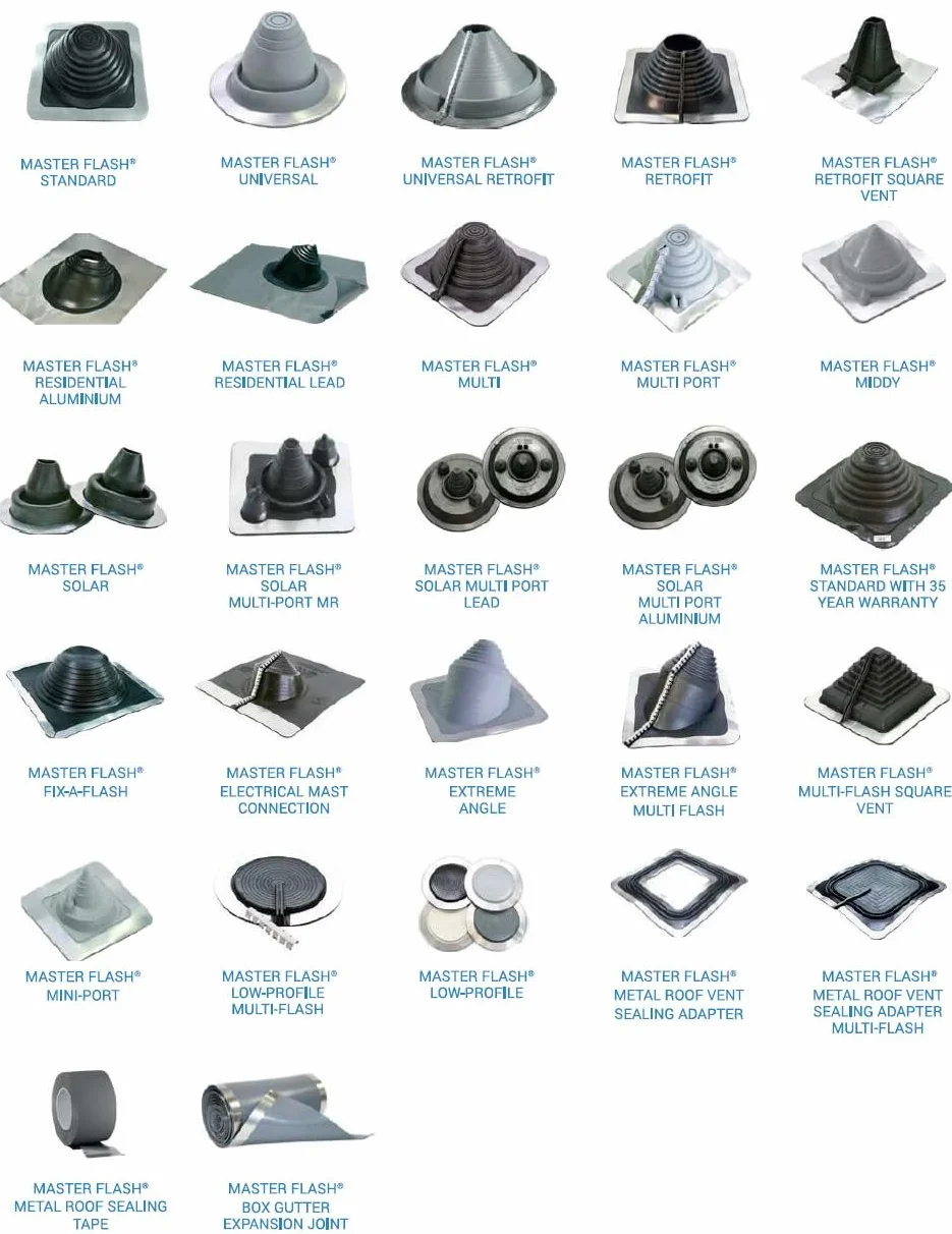 MASTER FLASH® Estándar #5 Junta de paso de techo flexible EPDM Brida antiingreso Resistente a la temperatura Protección de chimeneas Paneles de cables de tubería (102-209 mm) (SQ501BA-SET)