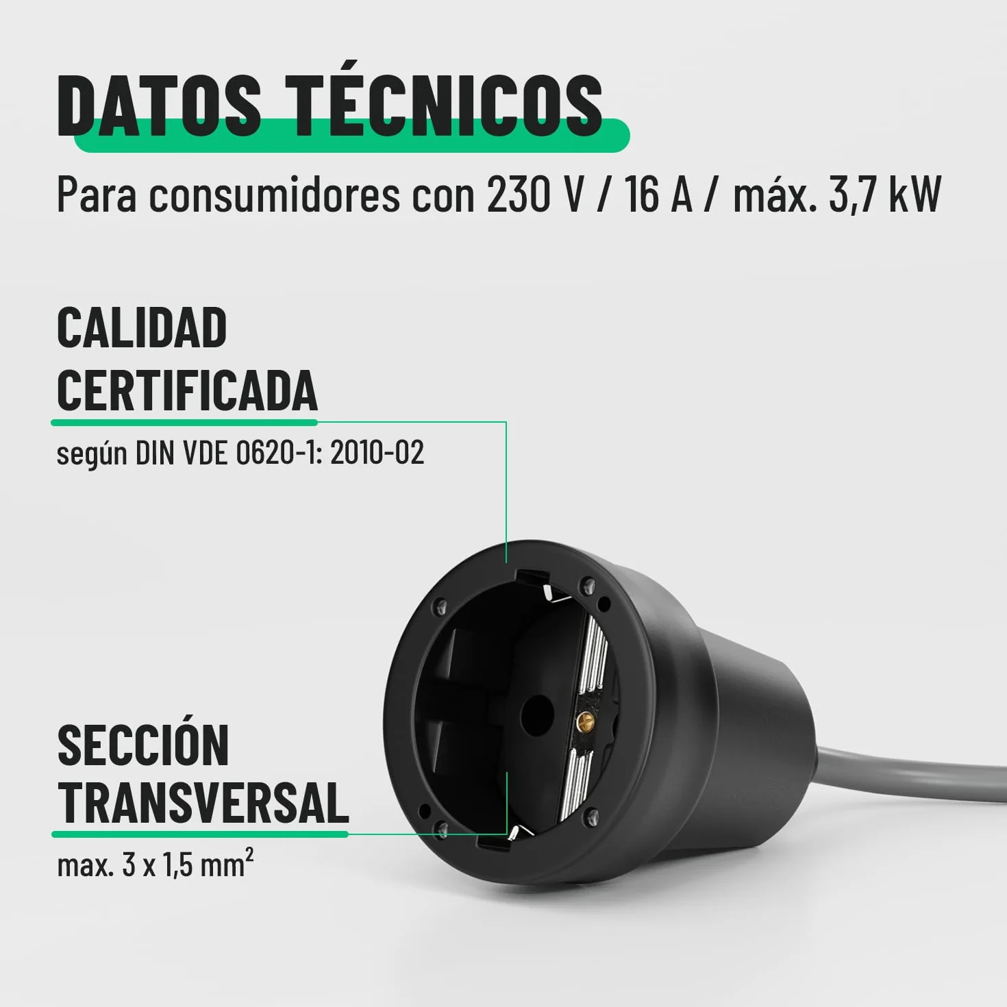 Clavija Enchufe Hembra y Macho Exteriores de Goma 230V 16A 3,7kW IP44