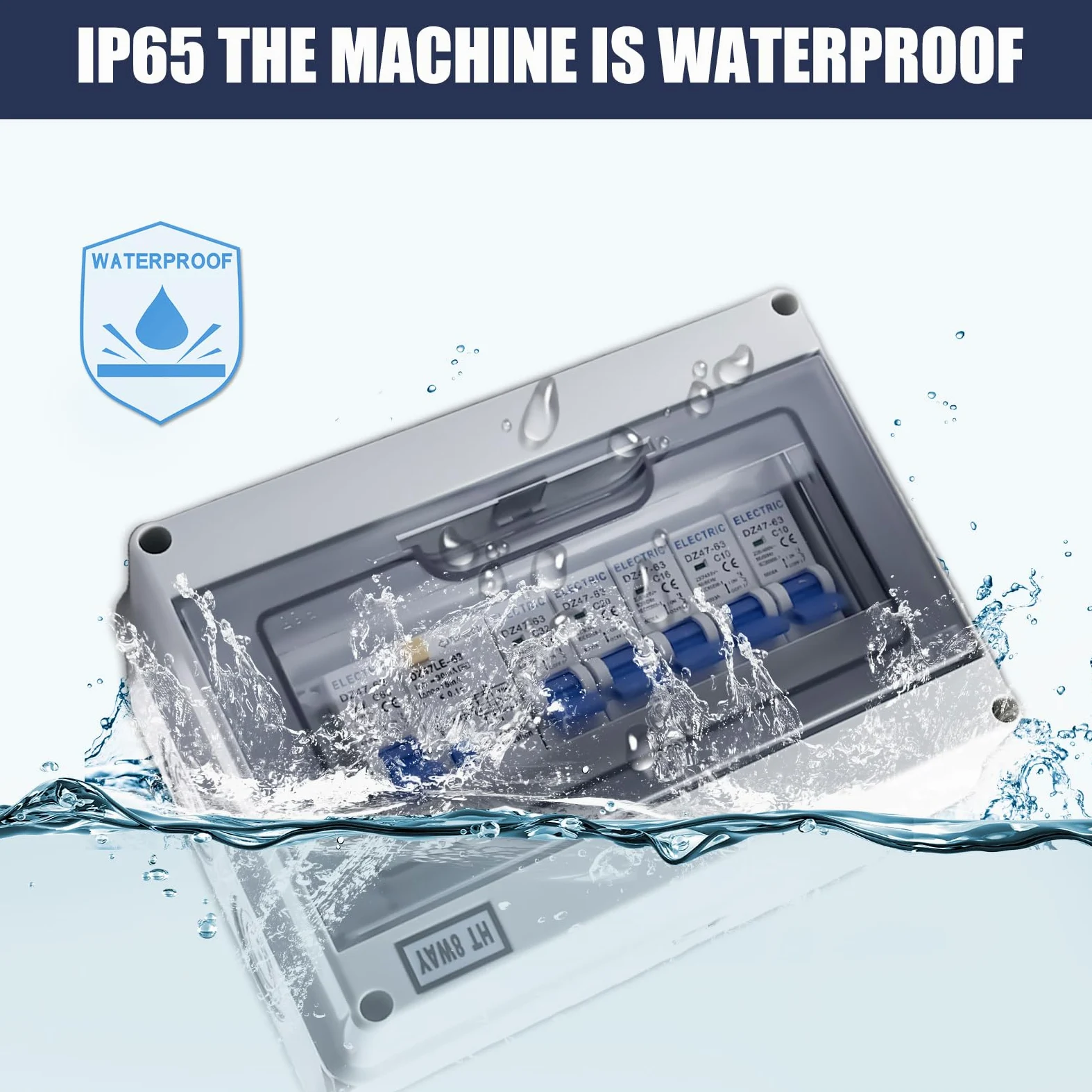 Caja de fusibles, caja de distribución, distribuidor de corriente para construcción, distribuidor de pared con interruptor de protección Fi, IP65, resistente al agua, distribuidor de corriente para