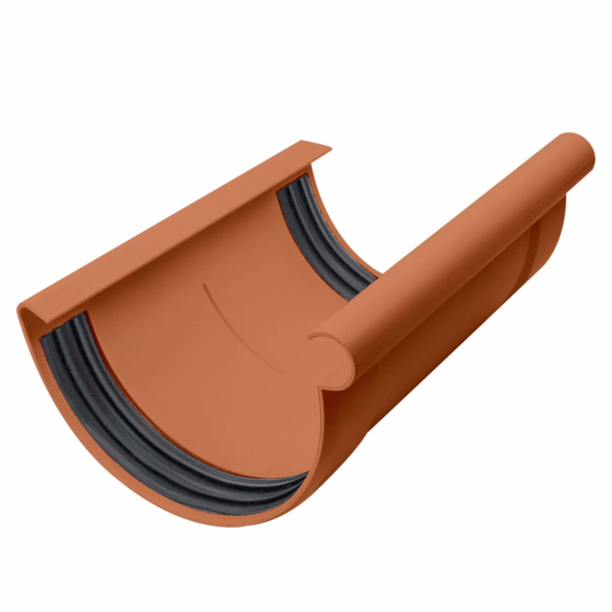 INEFA Conector de canalón semicircular, PVC 150mmmarrón Conector de canalón, fácilmontaje enchufable,made in Germany