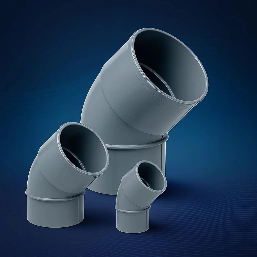 Codo PVC 45 Grados para Tubería – Curva de PVC Presión Agua Potable y Desague – 32mm a 250mm – Conexión Sólida (75 mm)