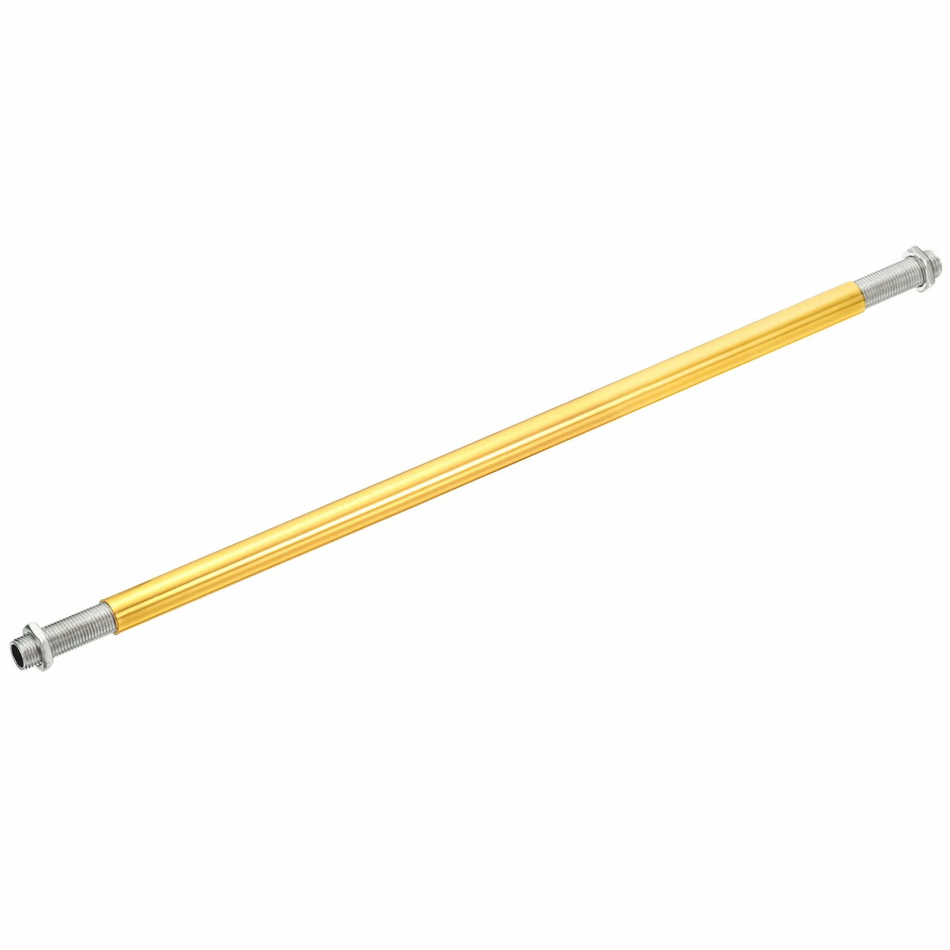 sourcing map Rosca Extensión Varilla Kit, M10 Rosca 11.8" Acoplamiento Tuerca Redondo Manguito Conector con Roscada Tubería Hexagonal Tuerca, Electroforesis Oro 4 Juego
