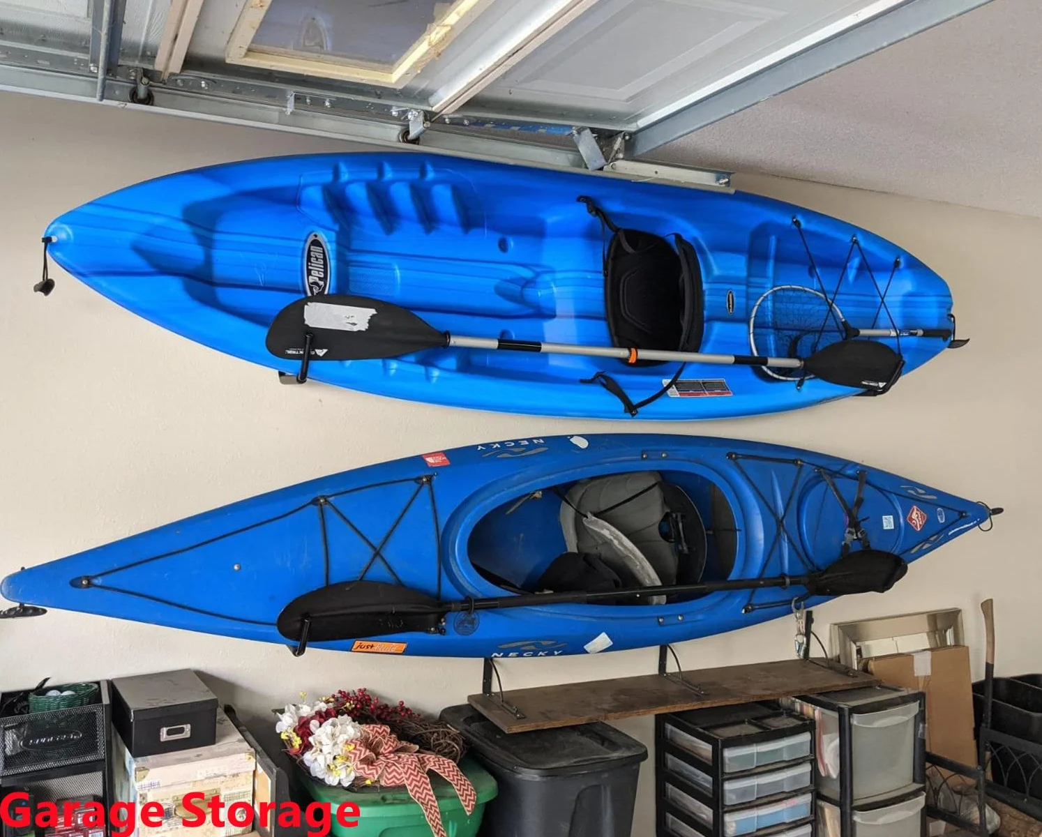 Ganchos de almacenamiento de kayak 38.8 cm colgador montado en la pared para garaje tabla de surf snowboard