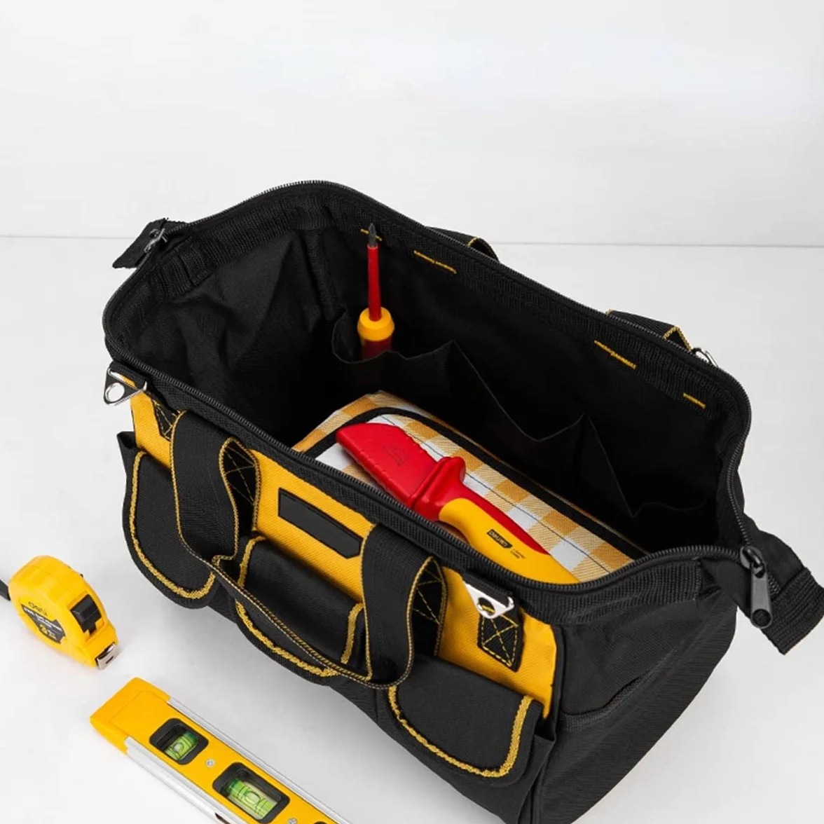 Bolsa De Herramientas Resistente, Organizador Para Herramientas Manuales Y EléCtricas,Cremallera Superior Y Base De Goma Resistente Al Desgaste, Gran Capacidad, Impermeable, Resistente Al Desgaste