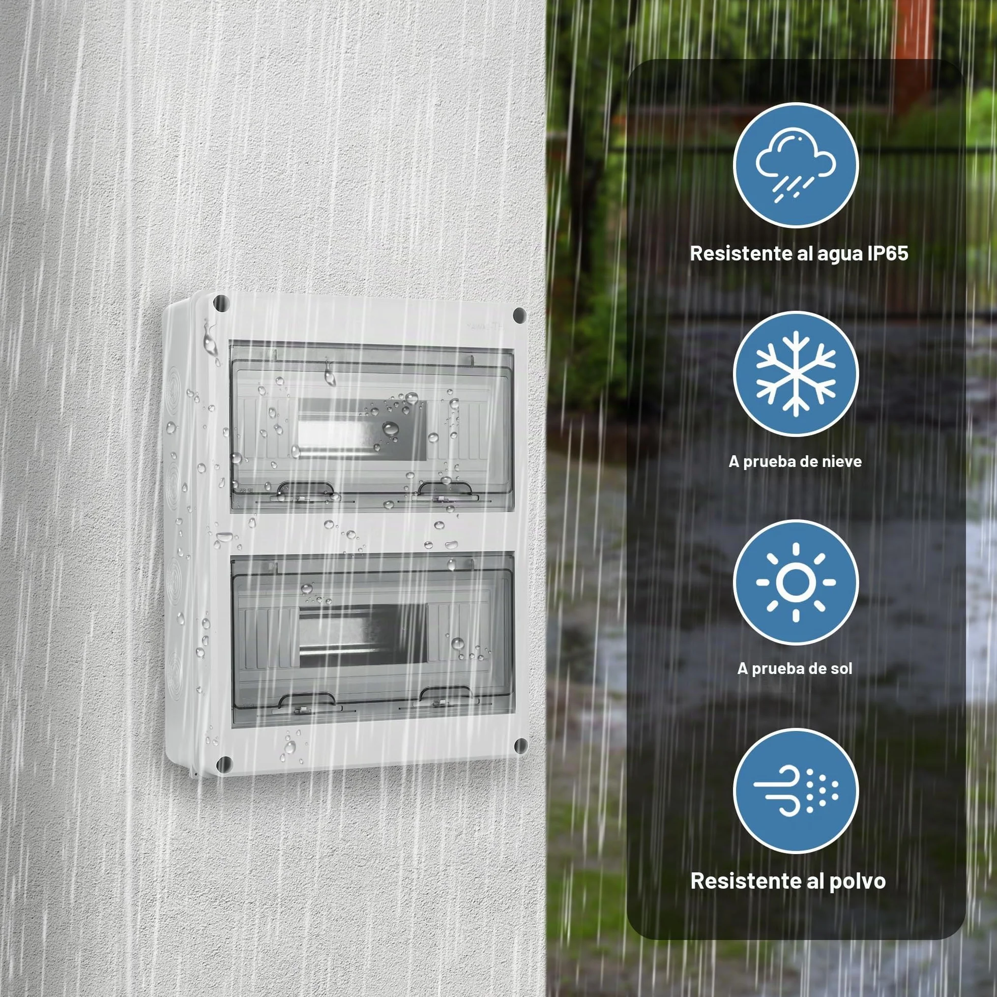 JIZZU Caja de Distribución de Montaje Superficial, IP65 2 Filas Cubre Cuadro Electrico con 24 Módulos, Caja Estanca Exterior Electrica para Jardines Exteriores, Granjas, Centro Comercial