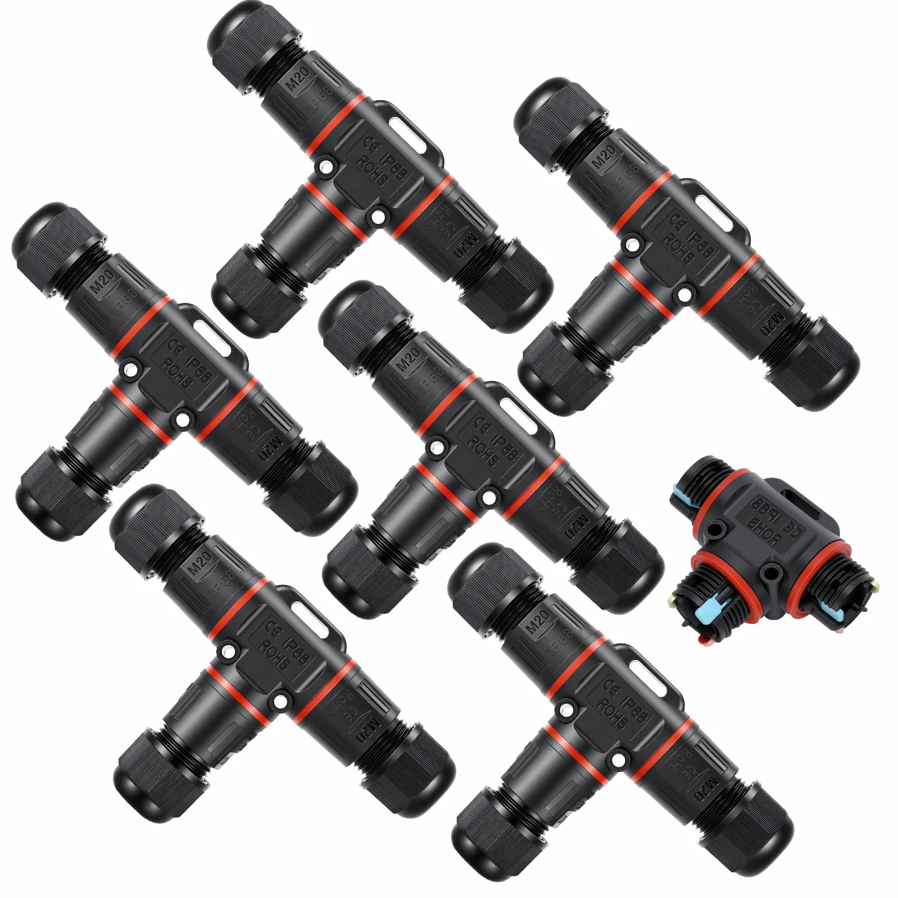 6 Piezas Conectores de Cable IP68 Impermeables, para Diámetro de Cable Ø3-12 mm, 3 Pines Empalmes Cables Electricos, Conexión rápida