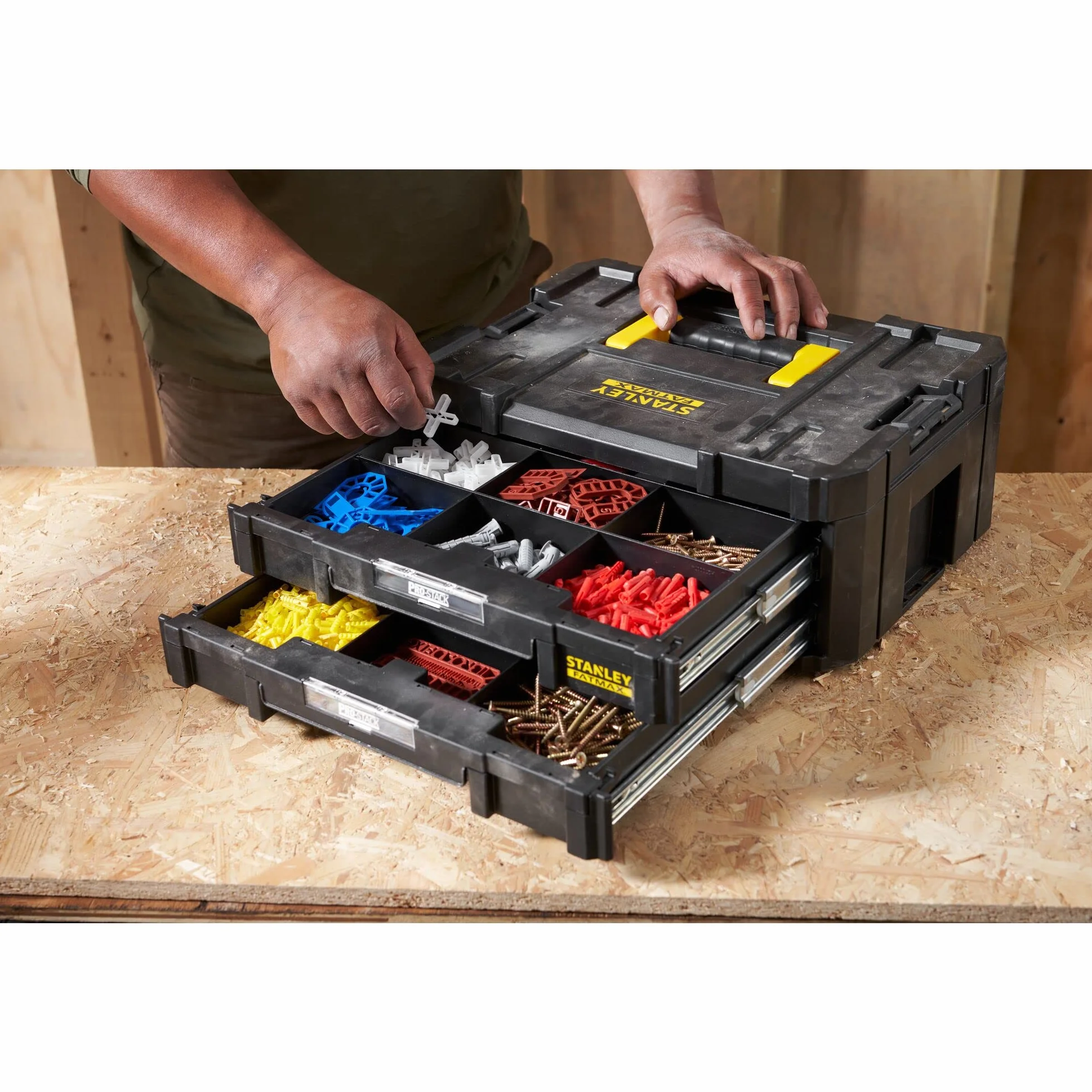 STANLEY FATMAX Cajonera Doble PRO-STAK IV 2 Cajones Modulares Apilable 8L