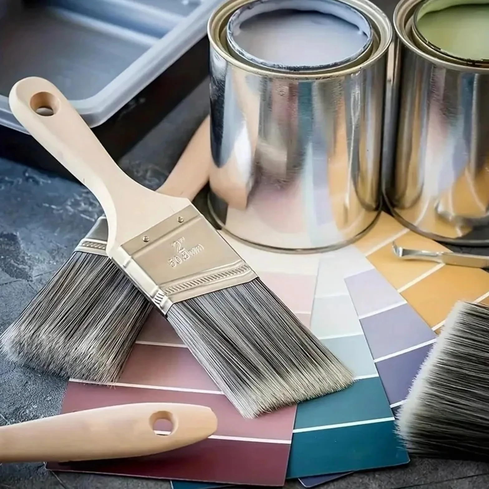 Pincel con mango de madera, Juego de 5 pinceles profesionales madera for pintar, planos y angulares, herramienta decorativa for bricolaje, for muebles paredes