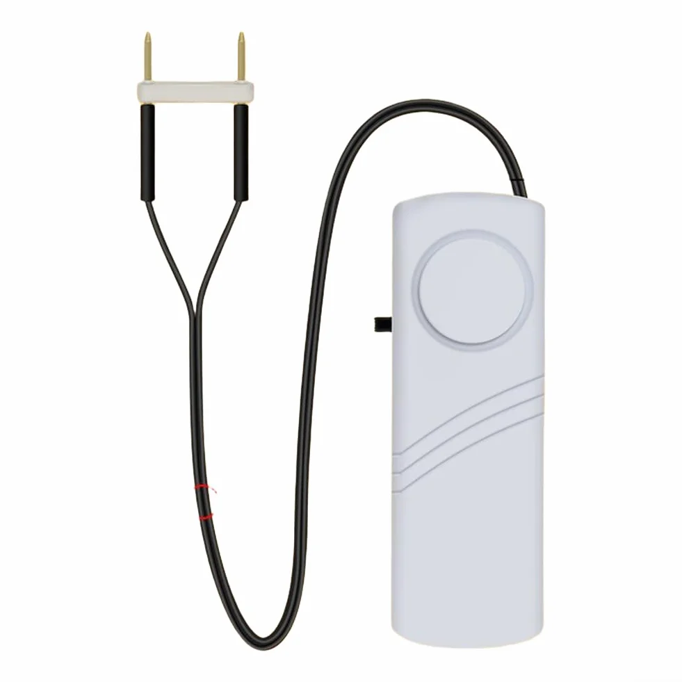 Alarma de nivel de agua con zumbador fuerte de 100 dB para el hogar, tanque de acuario, piscina, detector de fugas de desbordamiento, sensor de sonda de cobre, fácil de instalar, funciona con