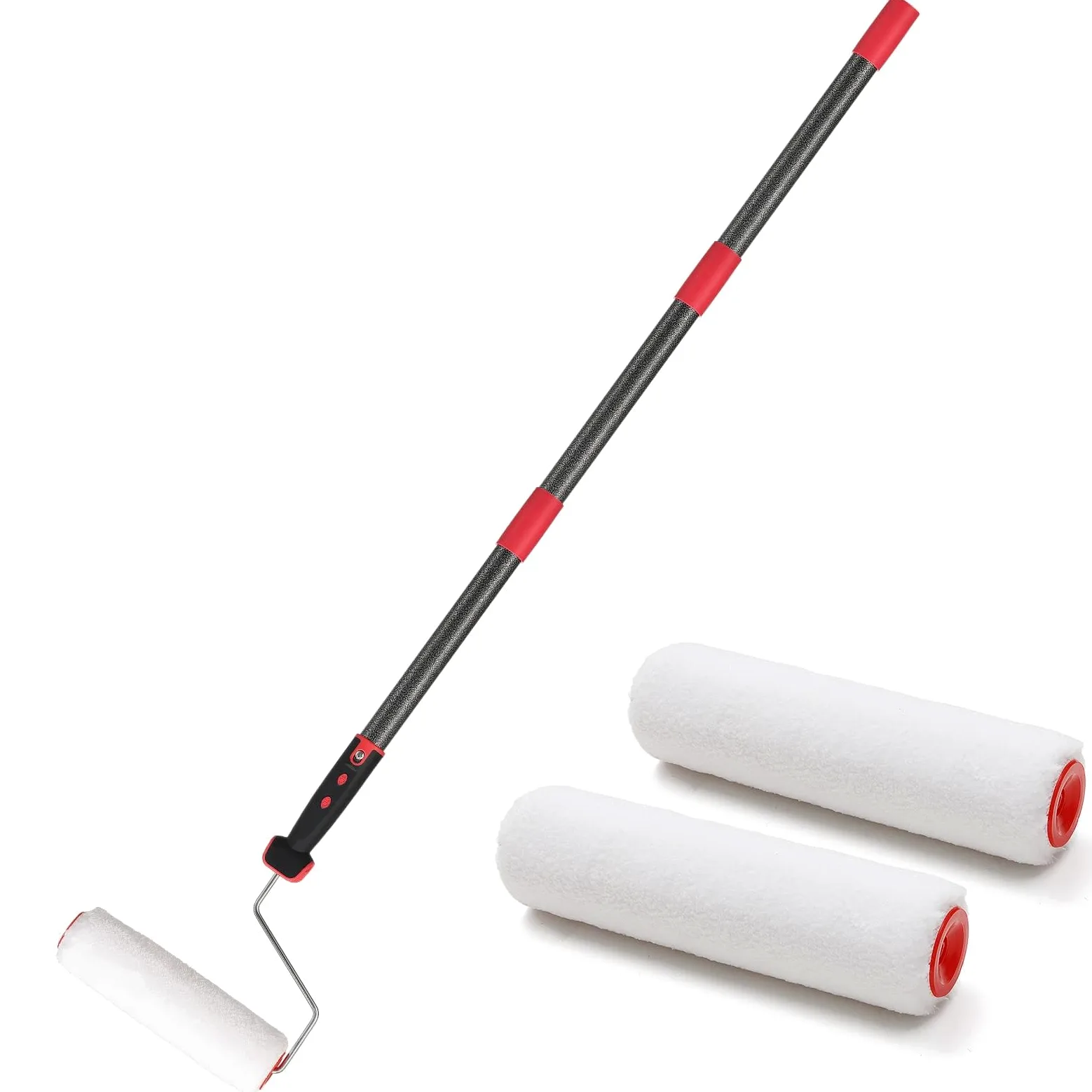 Rodillo de pintura, 70 – 180 cm, barra telescópica, rodillo de pintura multifunción, juego con cepillo de pintura para casa, barra de acero inoxidable para paredes y techos, color gris