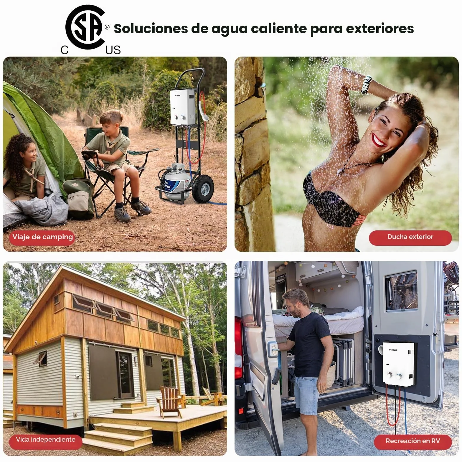 Camplux AY132 Calentador de Agua a Gas Portátil 5L/min 10kW LPG