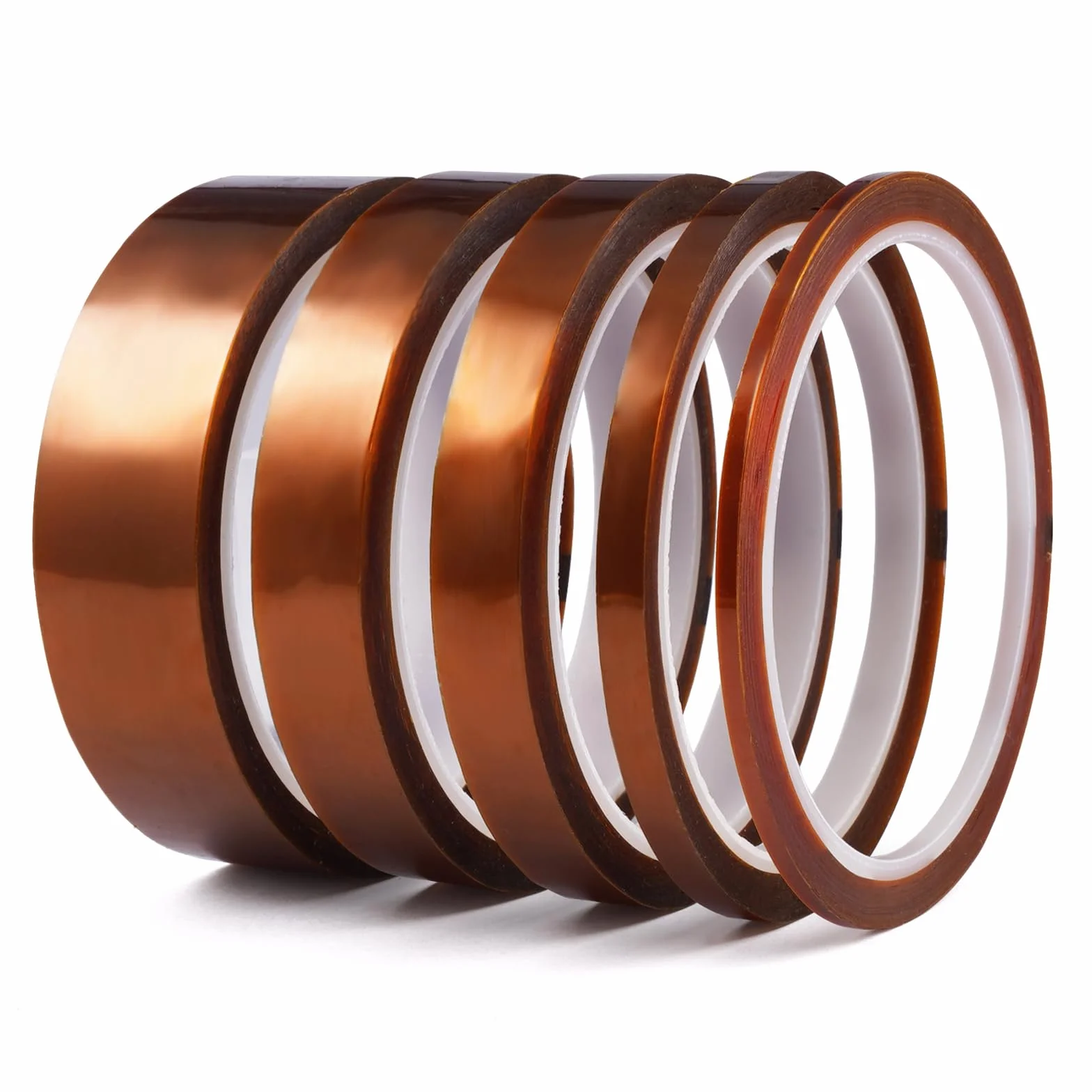 5 Piezas Cinta Termica Sublimacion,3/6/8/12/25mm x 33m Alta Temperatura Cinta,Cintas de Alta Temperatura para Impresora 3D,para Soldar,Electricidad,Enmascarar,Soldar y Sublimación (Marrón)