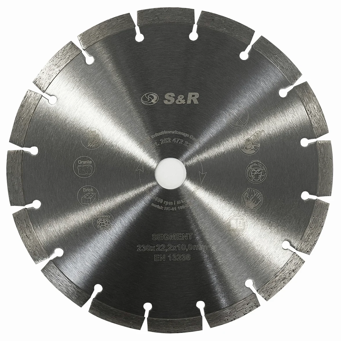 S&R Disco corte de Diamante 230 x 22,2 x 10 2,6 mm para Hormigón, Hormigón armado, Granito, Piedra natural, Ladrillo