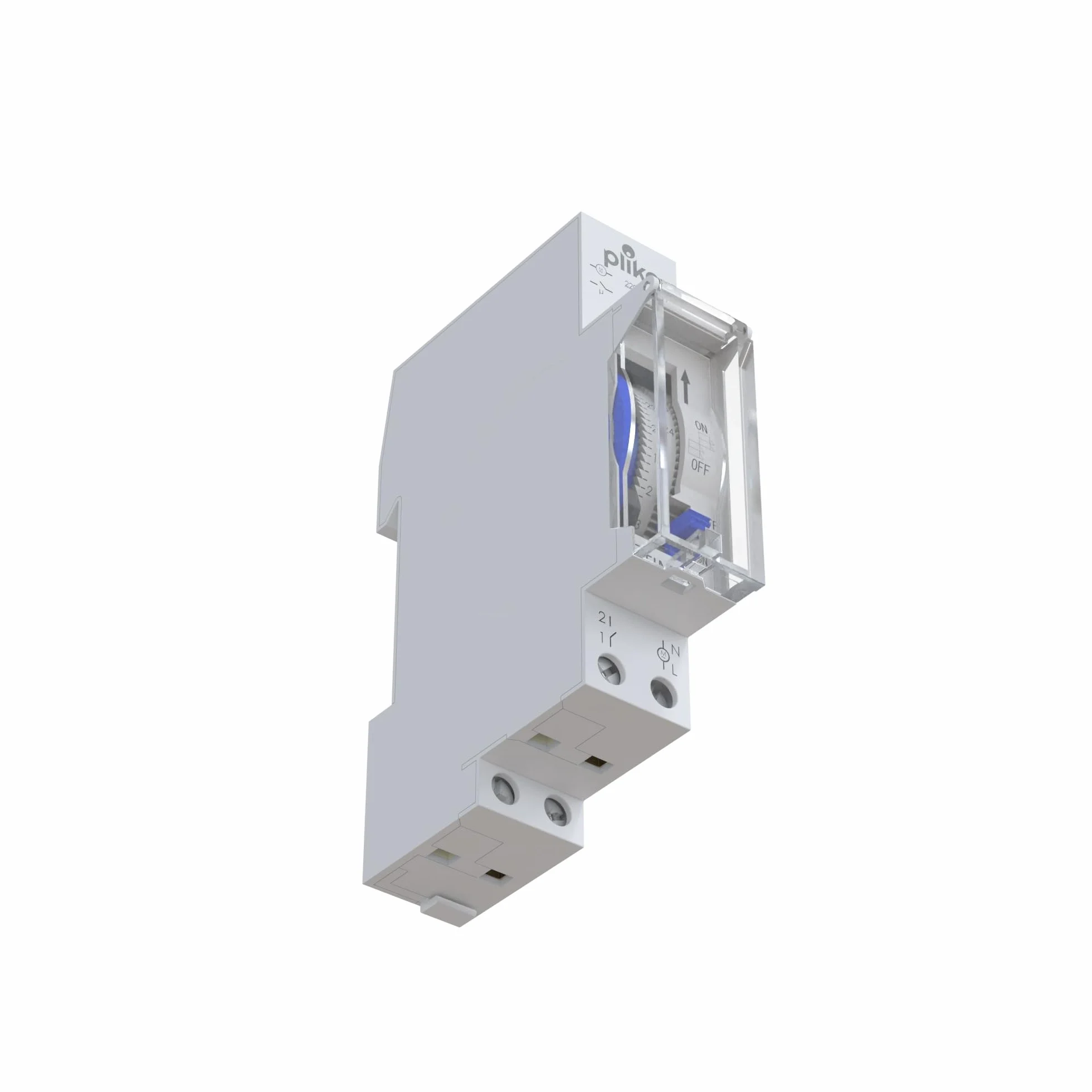Plikc TIM501 - Interruptor horario electromecánico de Caballeros (programación Diaria, instalación en Barra DIN 1 módulo, Reserva de Marcha 72 Horas)