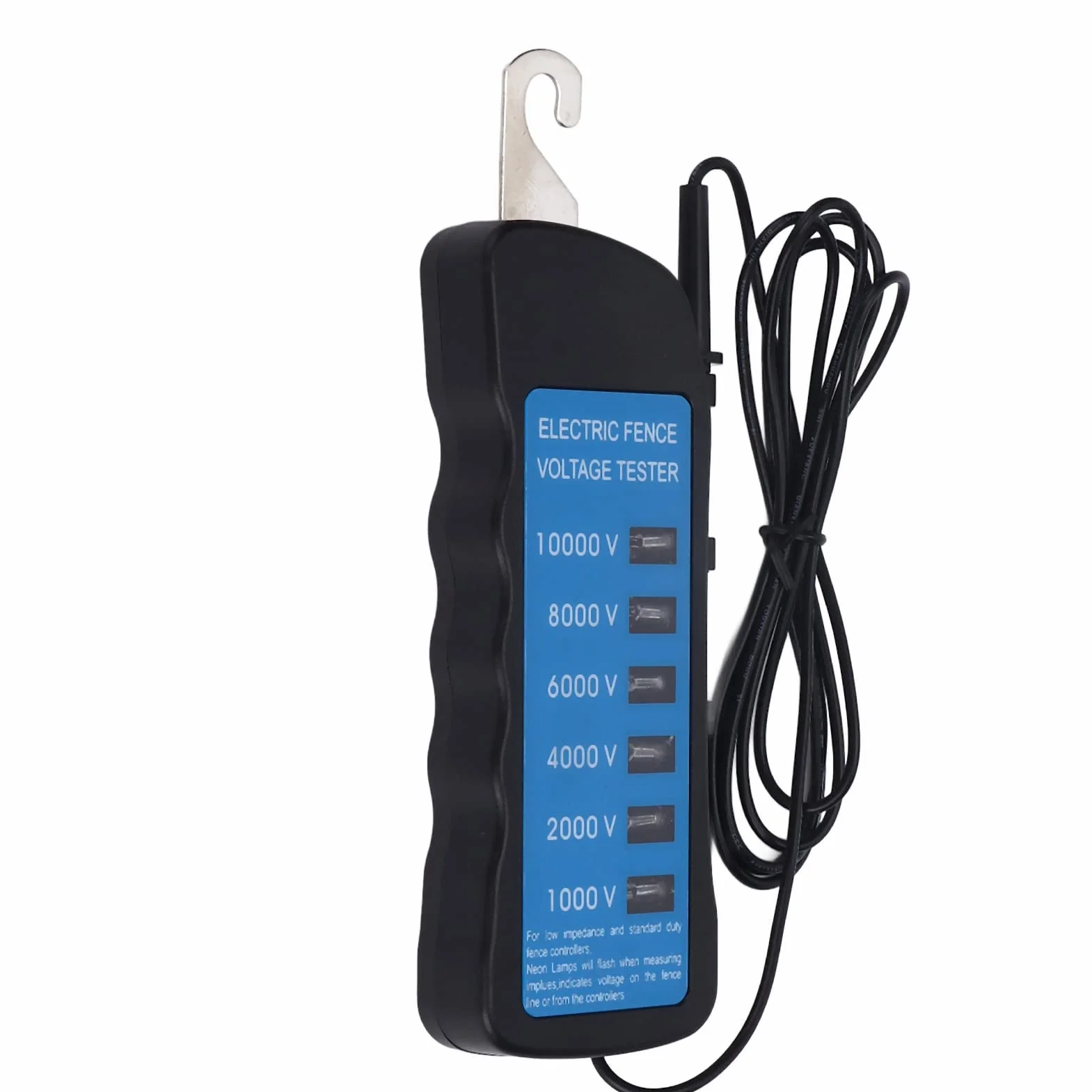 Vibrivo10000V Comprobador de valla de pastoreo medidor de corriente resistente al agua 6 LED solar 16,7 x 6 x 2 cm