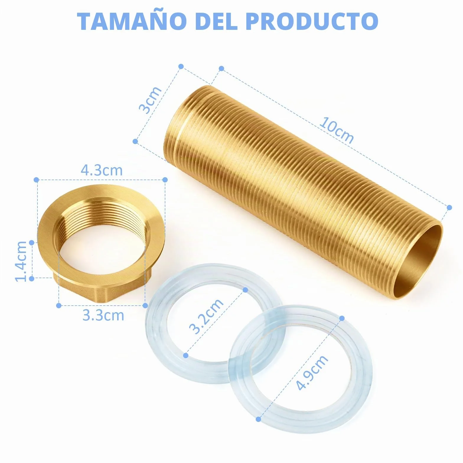 M30-100mm Kit de Reparación de Grifos, Roscado de Grifo Grifo Tubo de Rosca de Extensión Kit de Tuercas de Rosca Conectores de Tubería de Púas de Latón para Reparación de Grifos