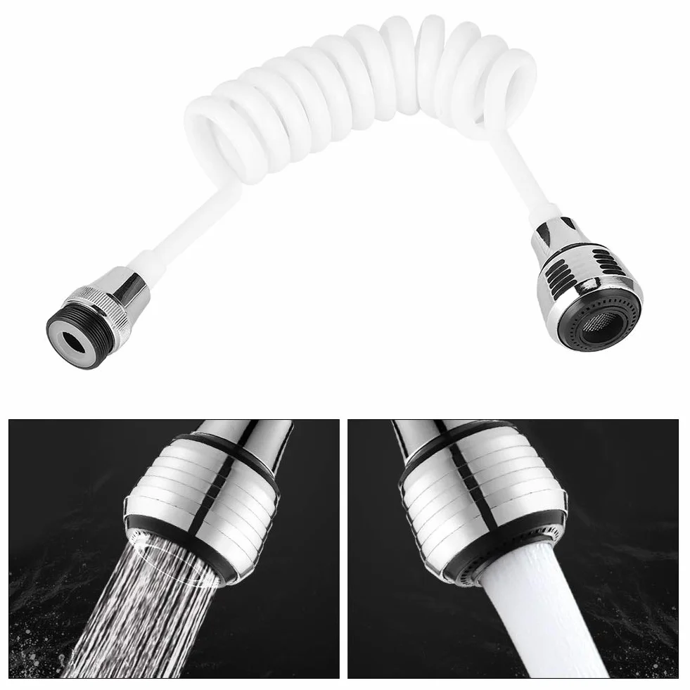 MAGT Extensor de Grifo, Grifo doméstico de Alta Elasticidad Extensor Alargado Manguera Larga Grifo de Agua con Espuma retráctil(White)