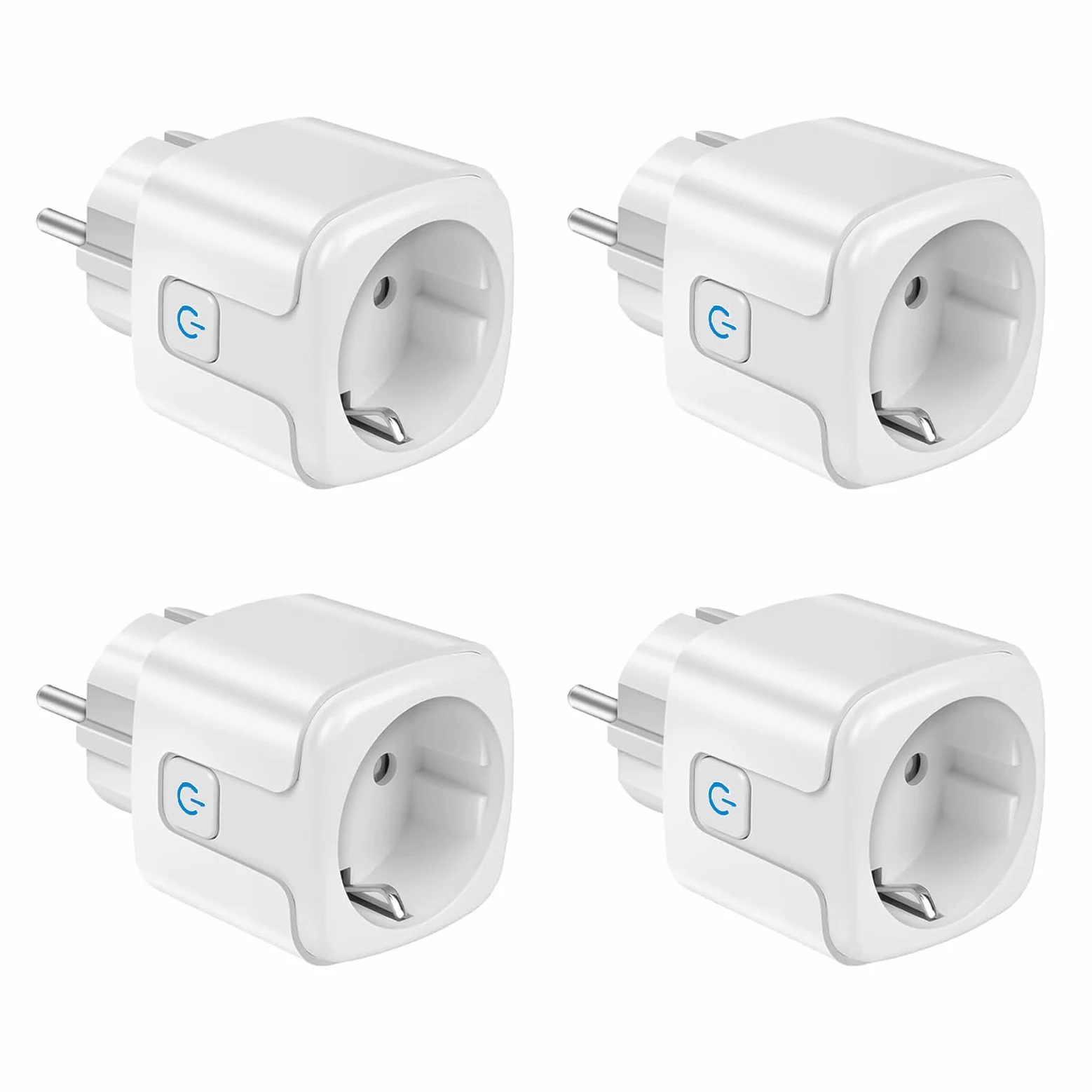 Enchufe Inteligente Alexa 4 Pack, 2,4 GHz Enchufe Wi-Fi 16A con Medidor Consumo, Smart Plug con Control por Voz, Control Remoto, Temporizador, Compatible con Alexa, Google Home, Smart Life