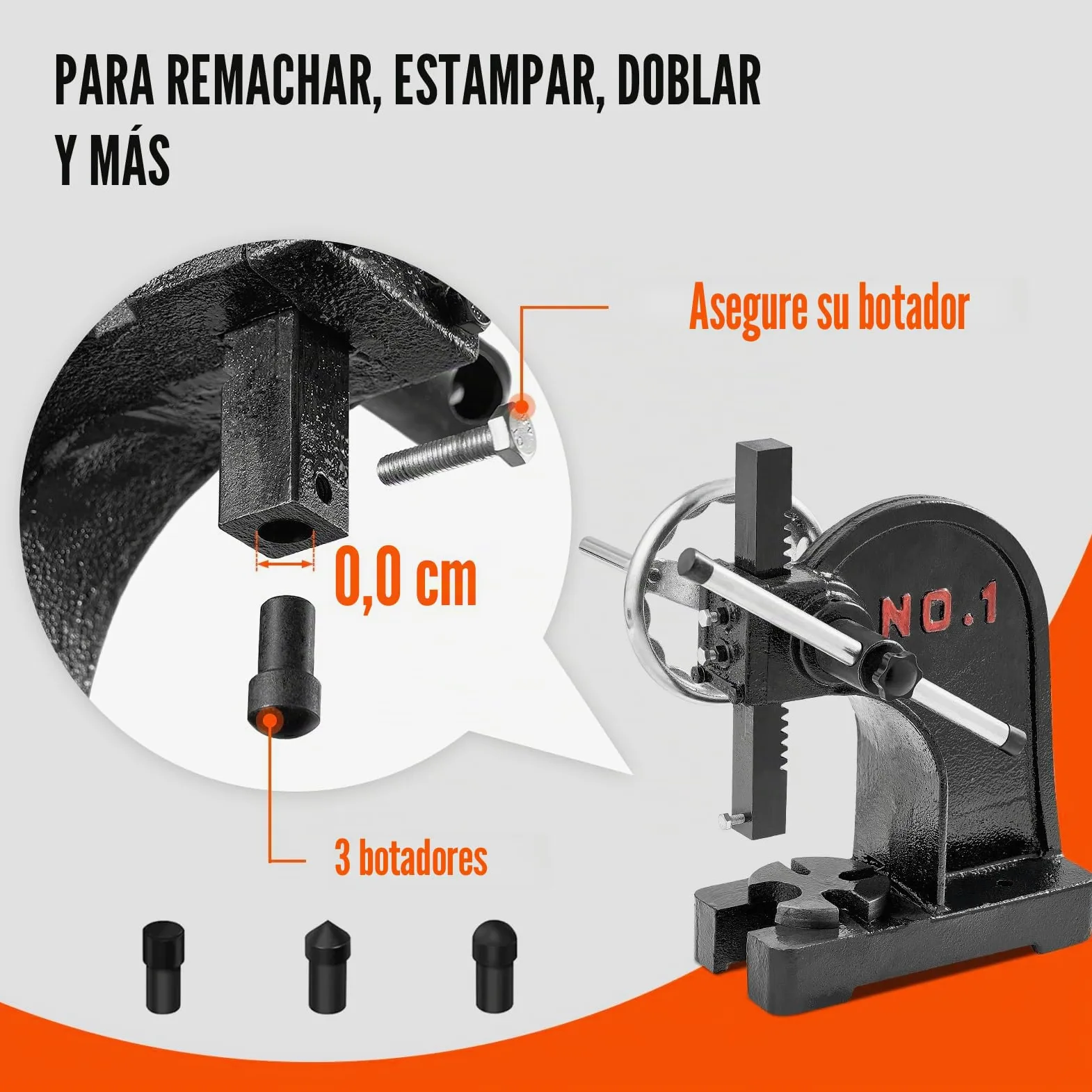 VEVOR Prensa de árbol Manual de 1 tonelada con Volante, Altura máxima de 5,9", Prensa de árbol de Escritorio Manual de Alta Resistencia de Hierro Fundido, Prensa Manual de precisión para Estampar