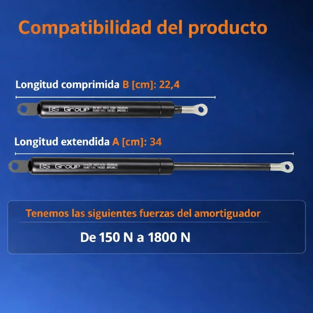 Bisagra Elevable con Pistón de Gas para Canapé Abatible, 150-1800N, Herraje Reforzado, 1250N