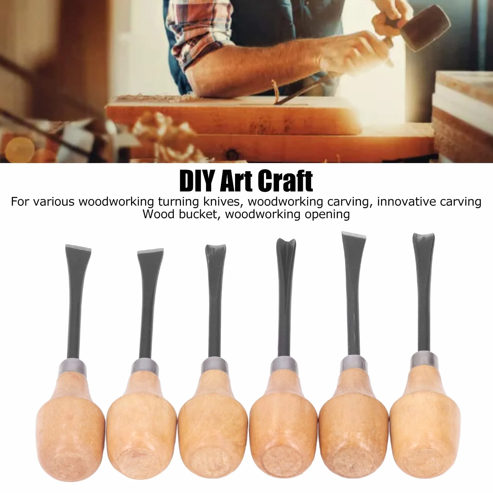 Juego de Cinceles para Tallar Madera, Herramientas Manuales para Escultura, Cuchillo con Mango