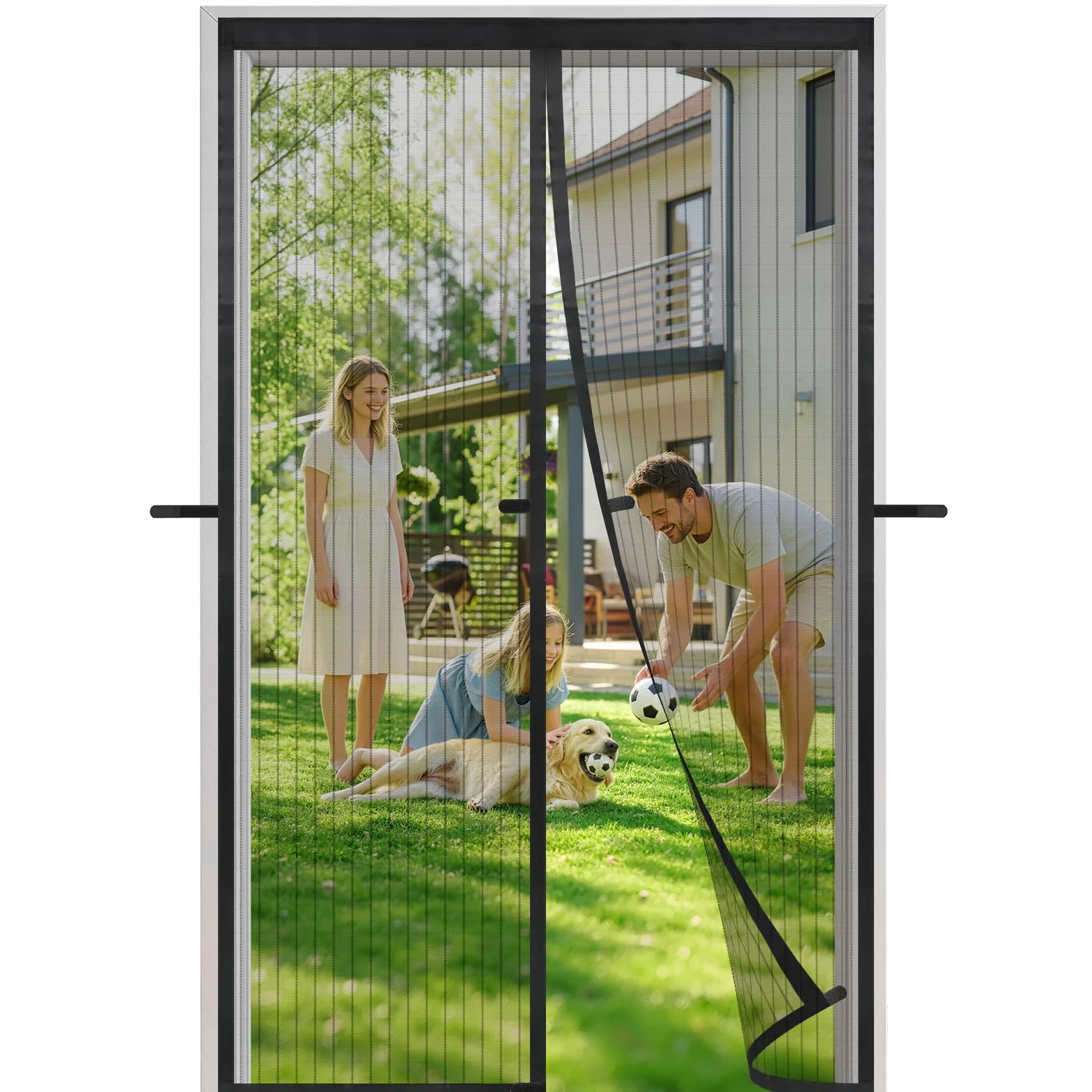 Mosquitera Magnética para Puertas 125x200cm, Resistente al Viento, Tercera Generación, Negro