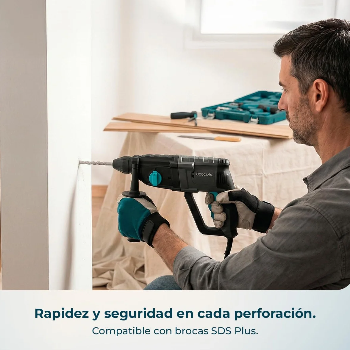 Cecotec Martillo Percutor SDS PowerForce 4000 Atomic. 800W, Energía de Impacto 3J, Función 3in1, Adaptador para Brocas Convencionales, Incluye Brocas y Cinceles, Cable de 3m, Maletín de Transporte