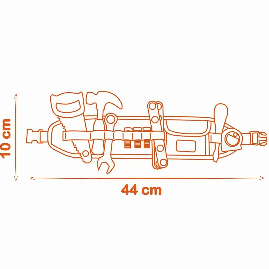Smoby - Black+Decker - Cinturón de Herramientas - Correa Ajustable - 14 Accesorios - Sierra, Destornillador, Llave combinada, Cinta métrica, Tornillos, Reglas, Tuercas - A Partir de 3 años