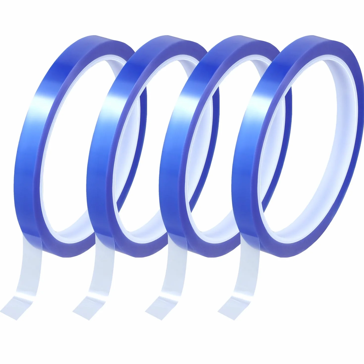 QWORK® 4 Rollos Cintas Térmicas de 10 mm x 33 m, Cintas de Alta Temperatura para Sublimación (Azul)